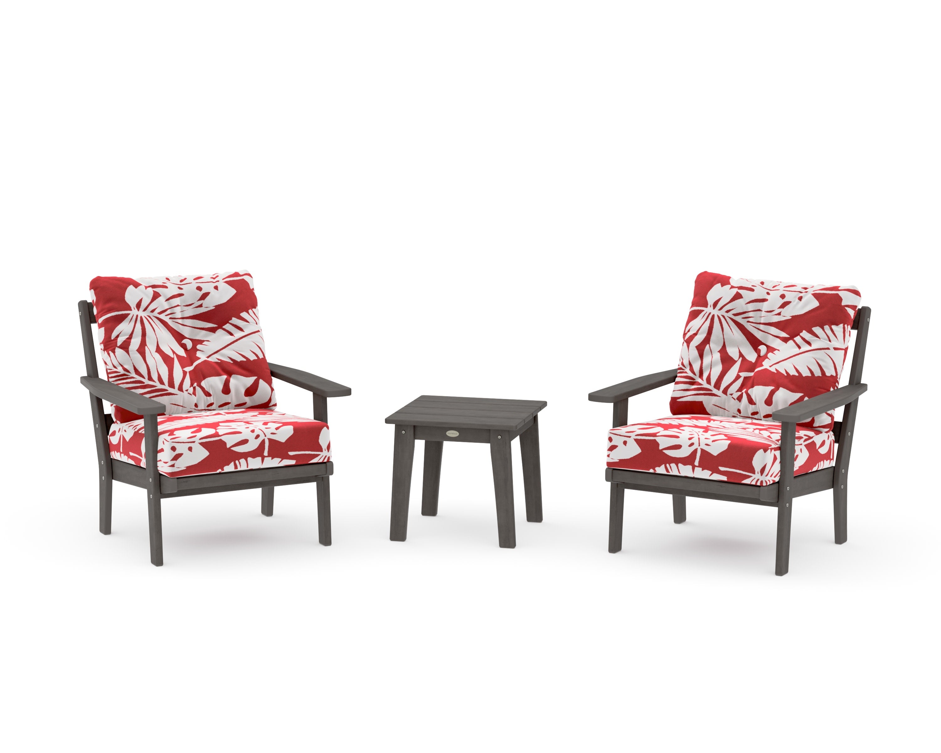 Prairie 3-Piece Deep Seating Set in Driftwood / Leaf Crimson