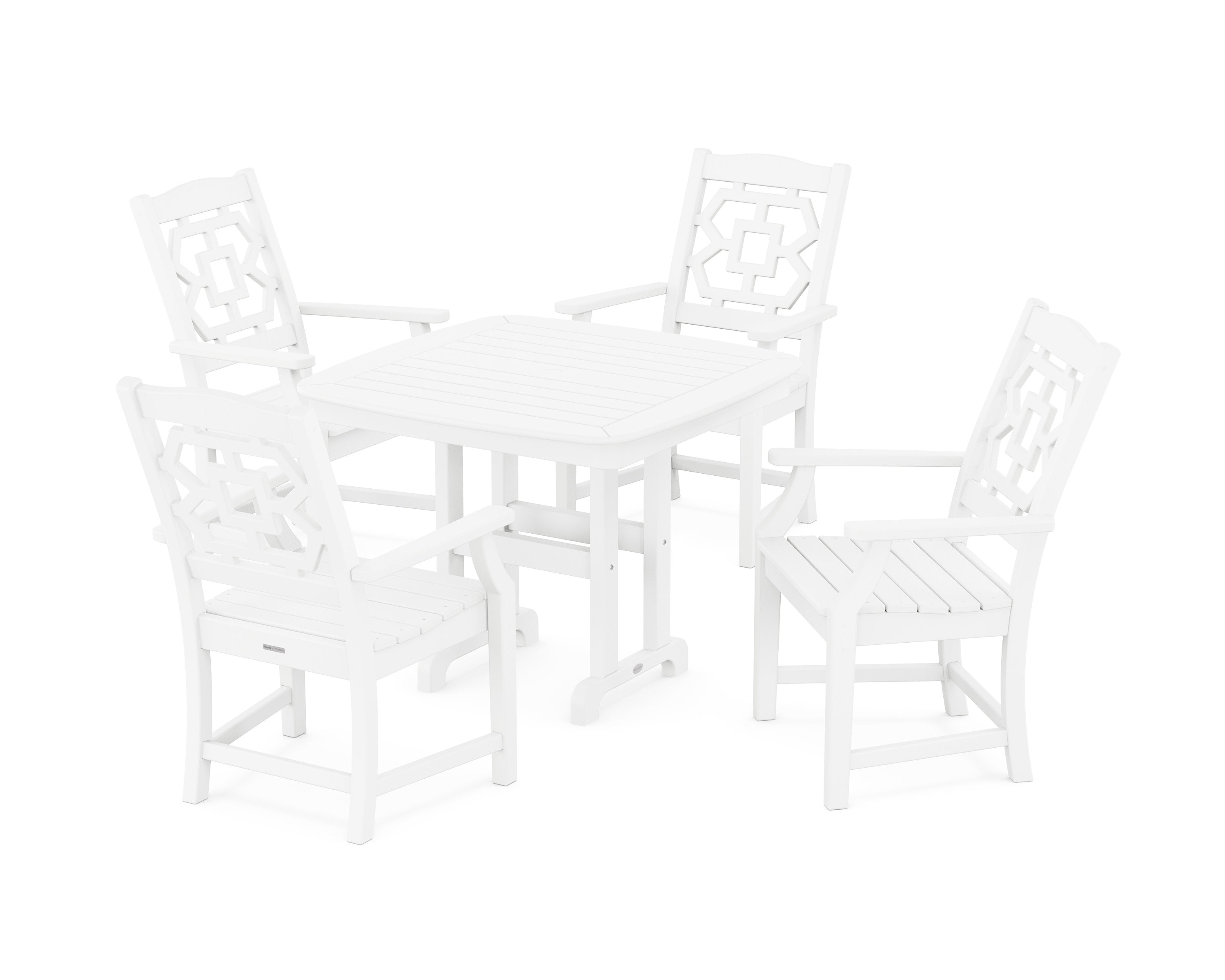 Chinoiserie 5-Piece Dining Set in White
