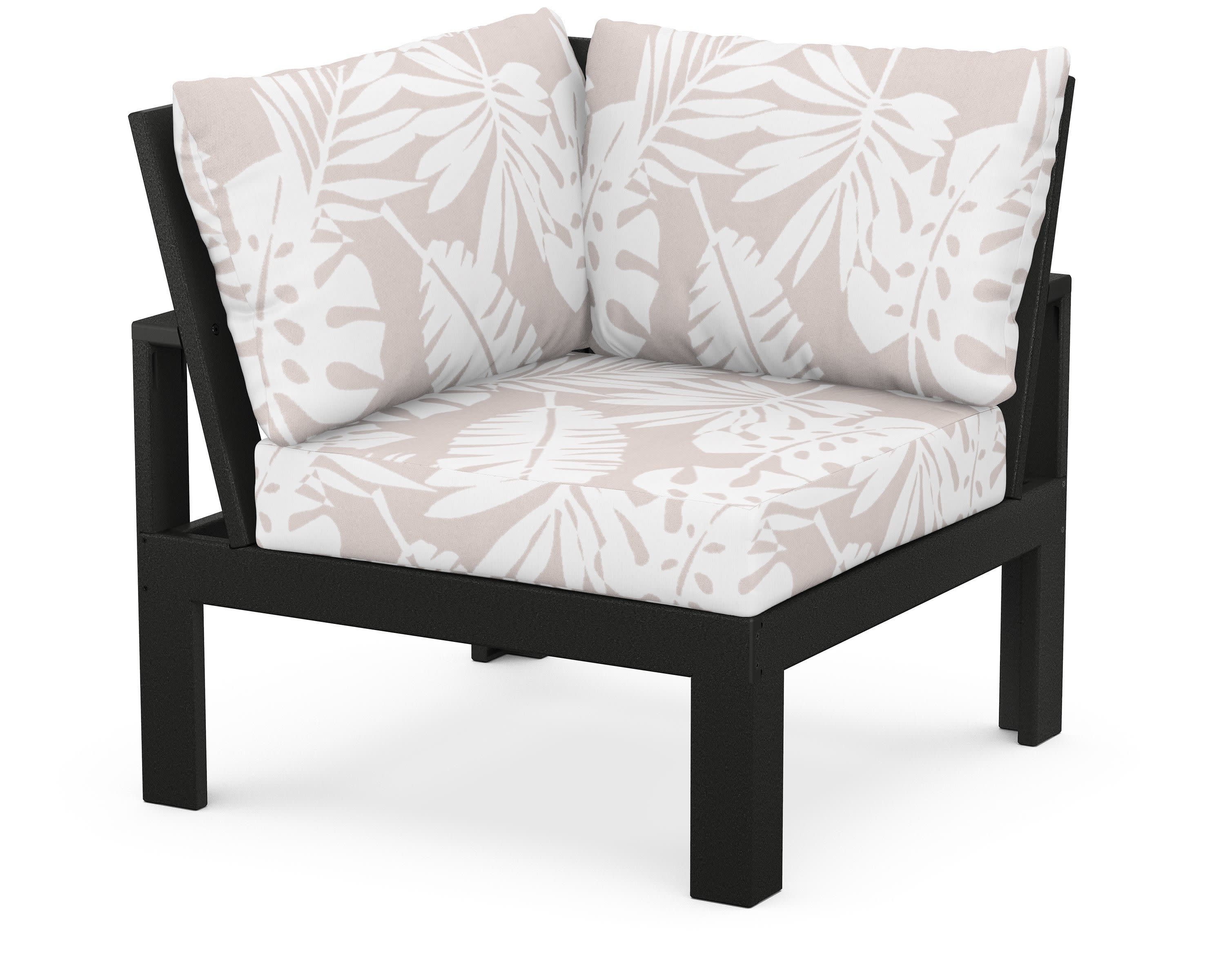 Modular Corner Chair in Black / Leaf Dune Burlap