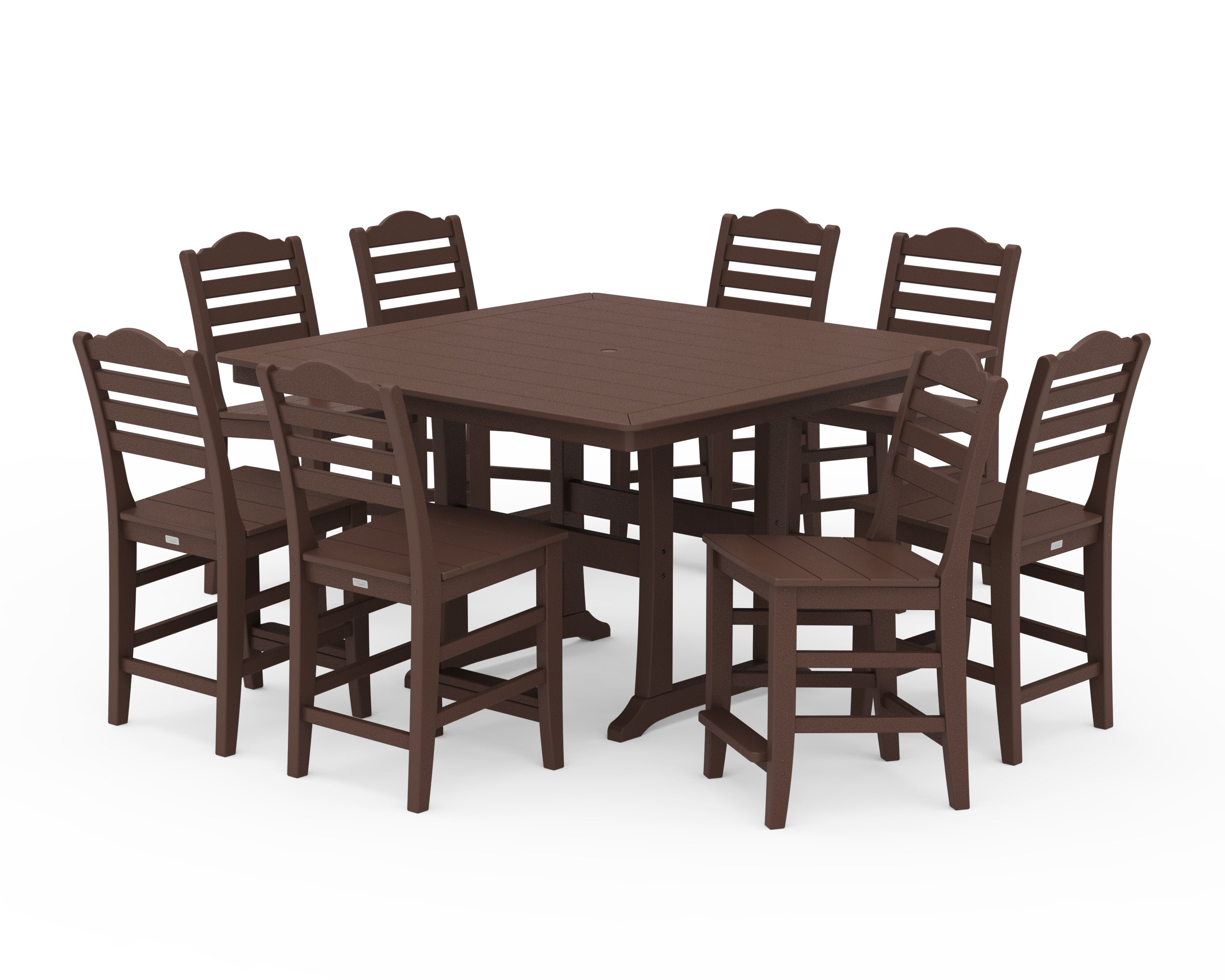 Savannah Side Chair 9-Piece Square Counter Set with Trestle Legs in Mahogany
