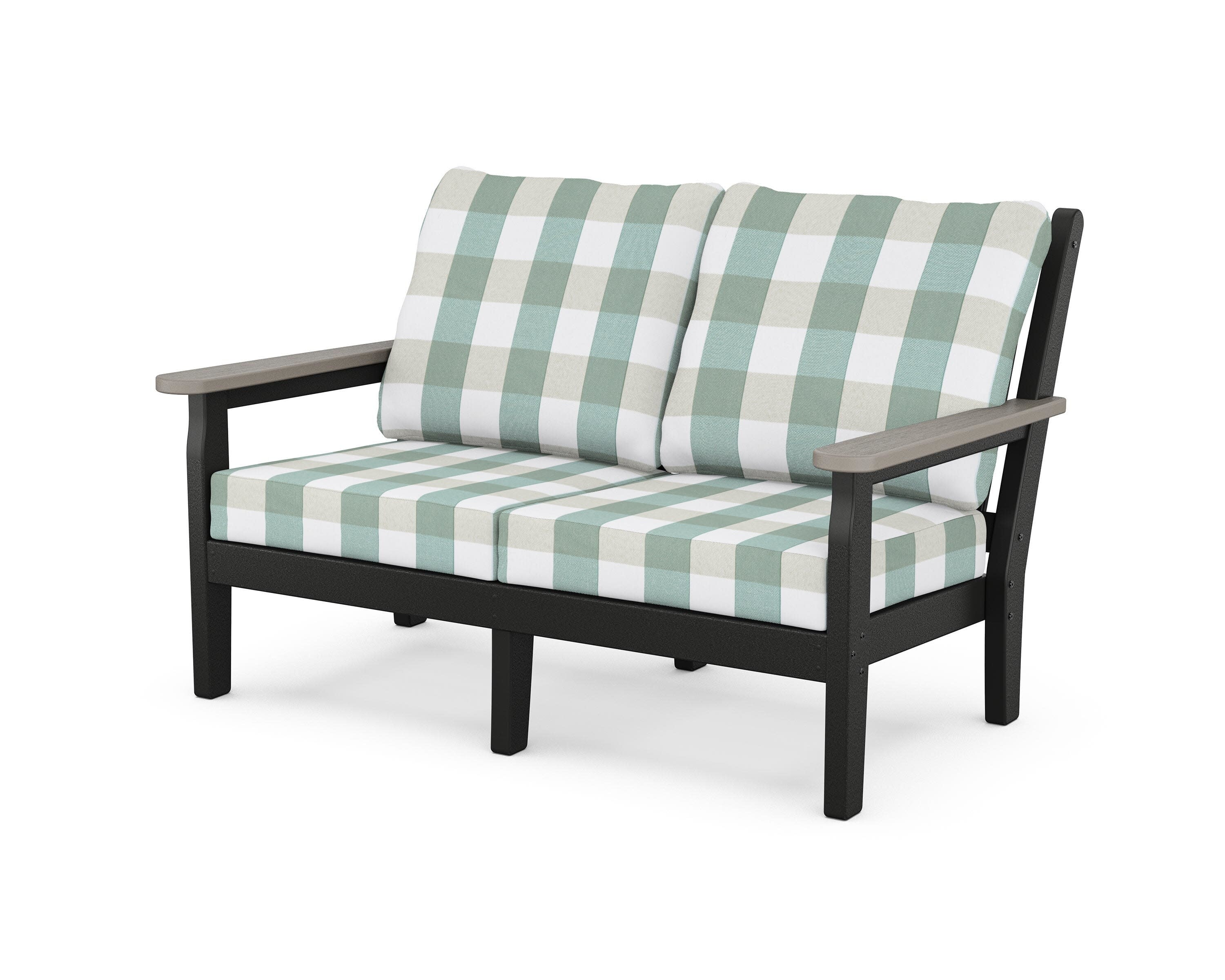 Chippendale Deep Seating Loveseat in Black / Driftwood / Buffalo Plaid Glacier Spa