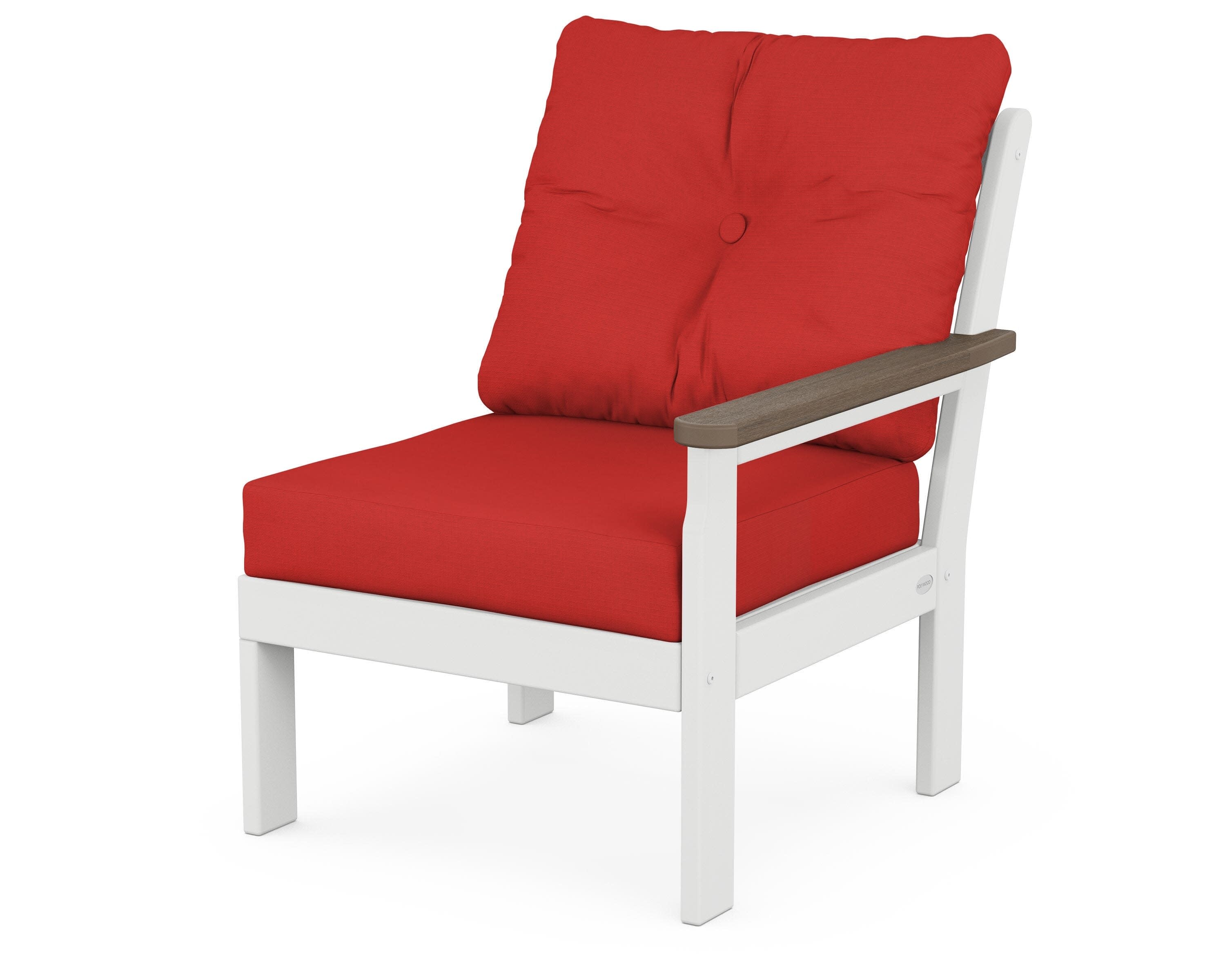 Vineyard Modular Right Arm Chair in White / Kona / Crimson Linen