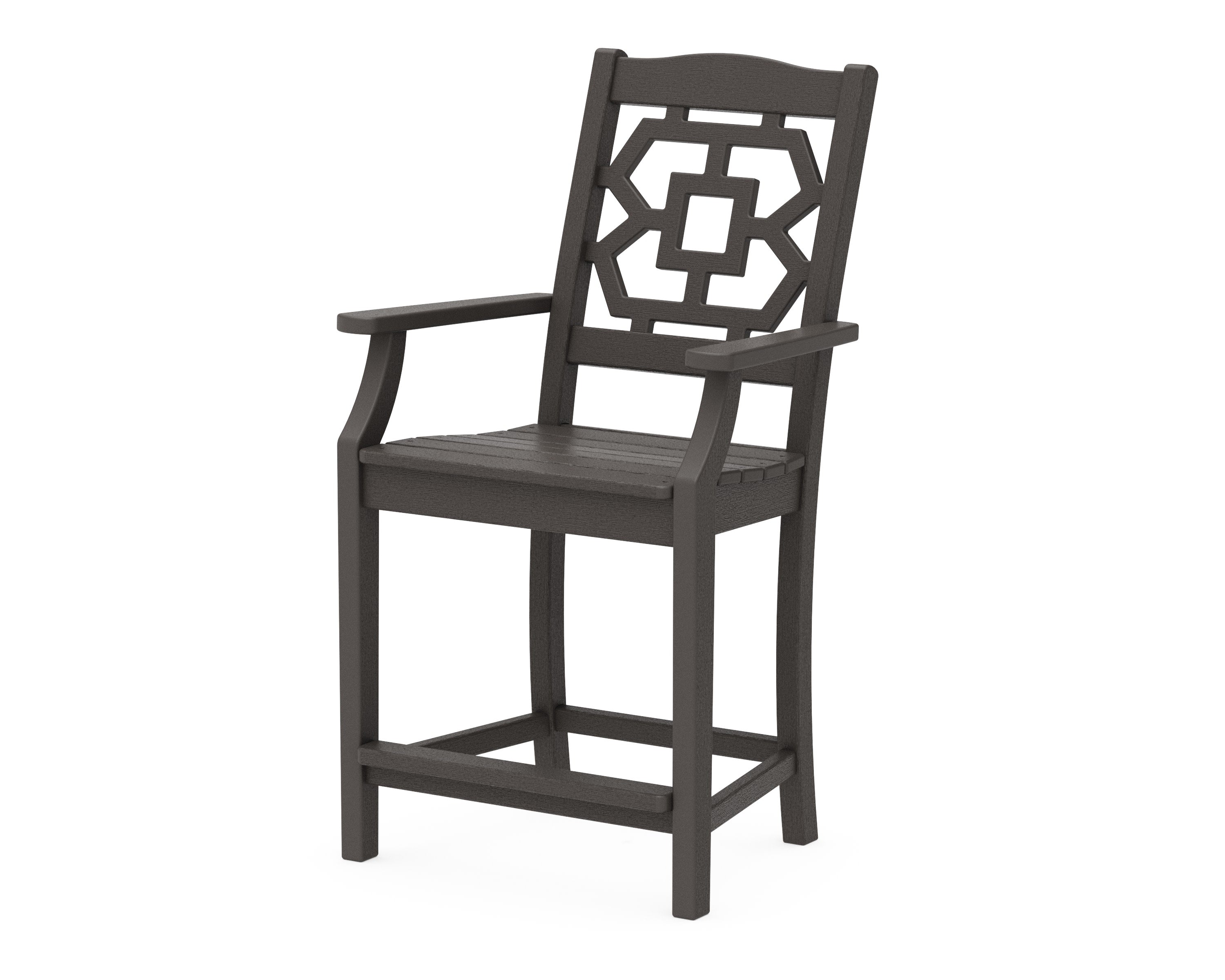 Chinoiserie Counter Arm Chair in Vintage Coffee