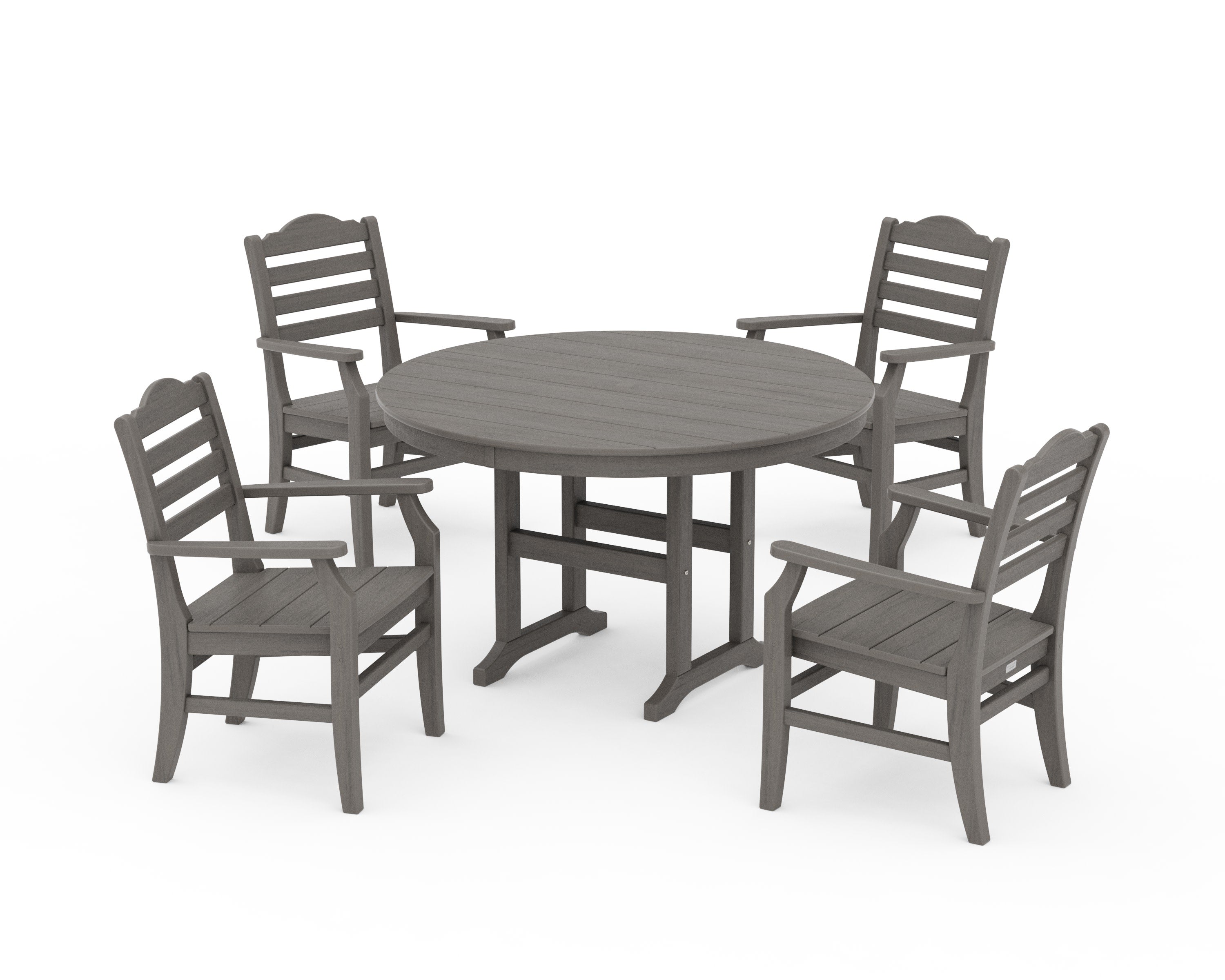 Savannah 5-Piece Round Farmhouse Dining Set in Driftwood
