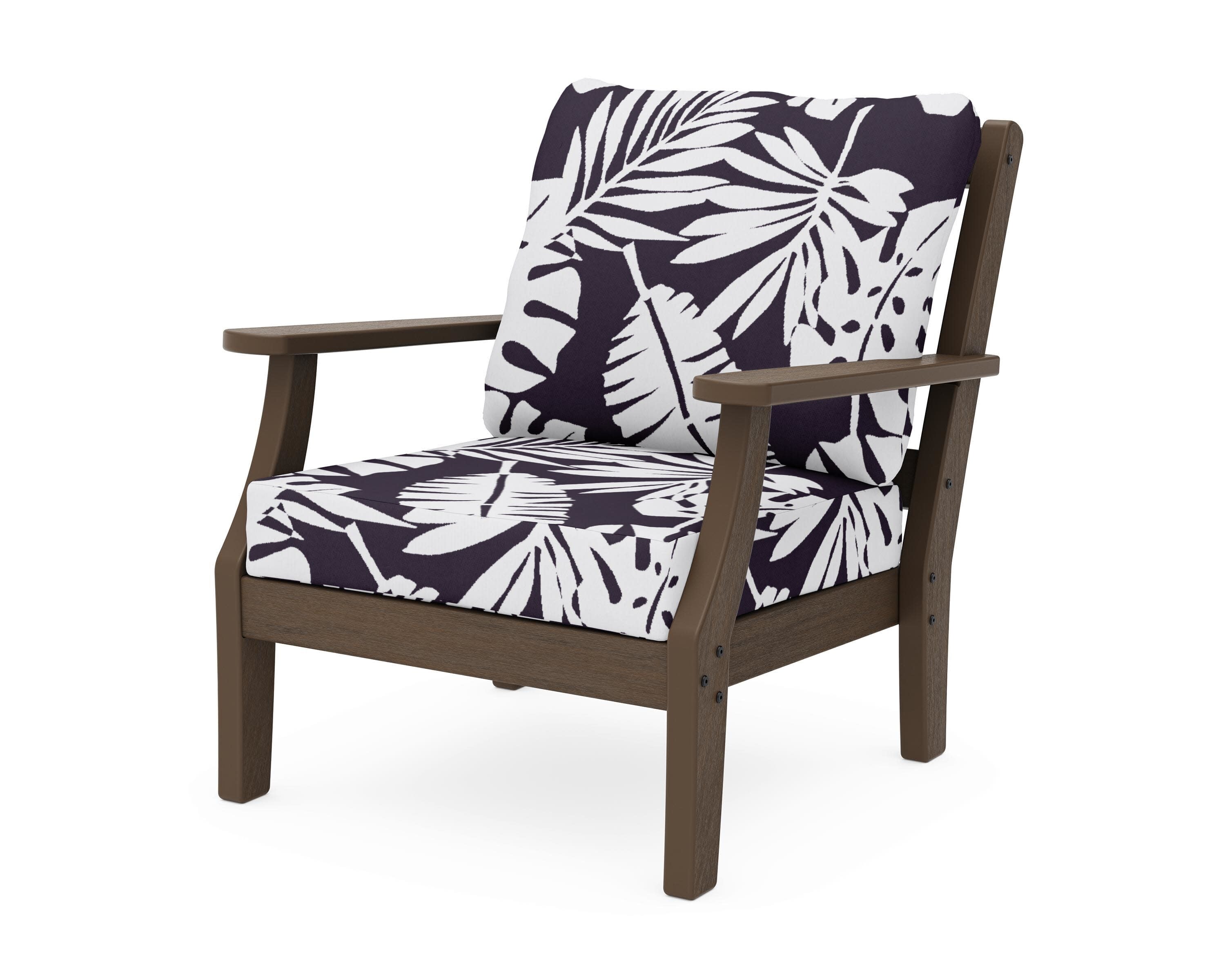 Chinoiserie Deep Seating Chair in Kona / Leaf Navy