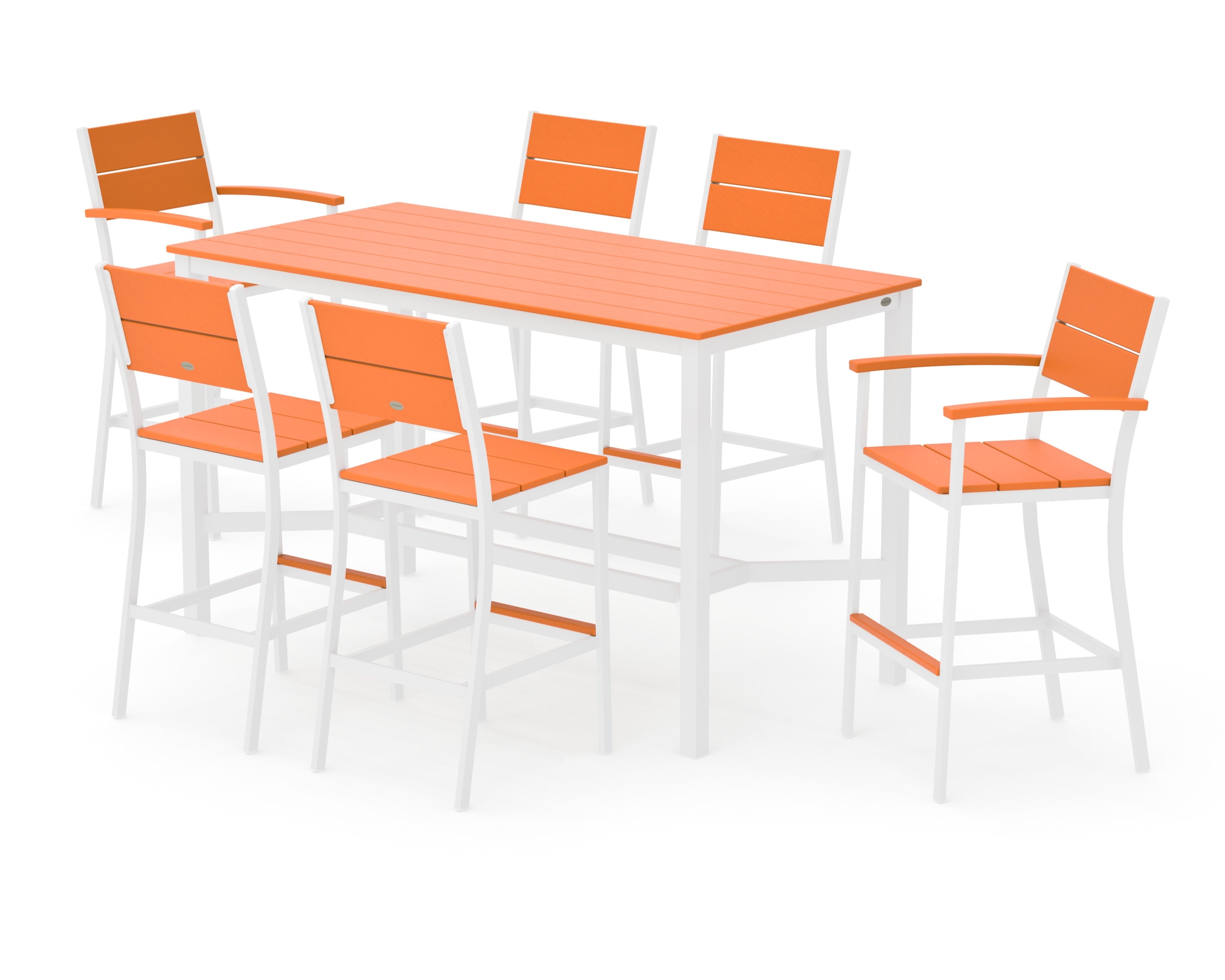 Main Street 7-Piece Bar Set in White / Tangerine