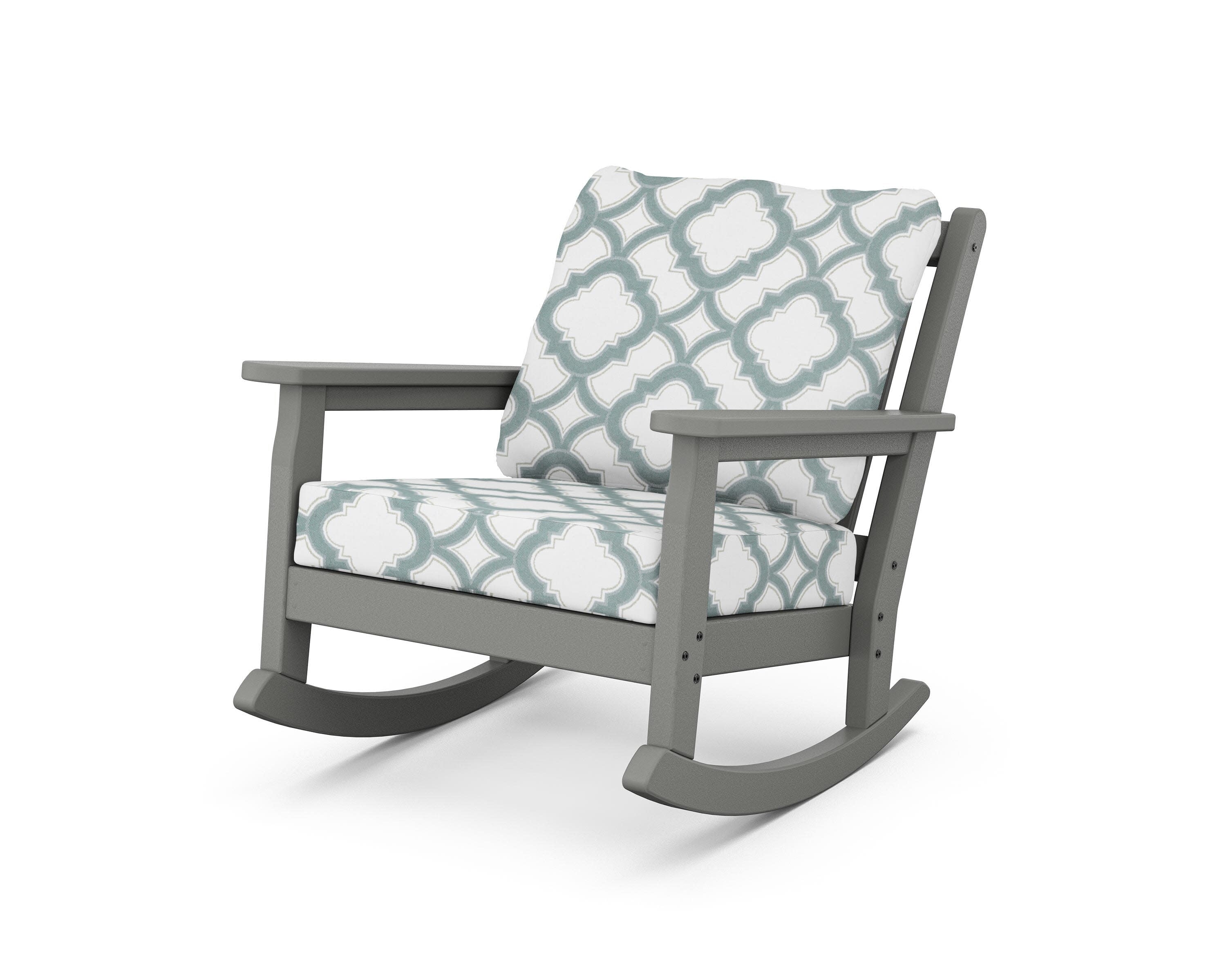 Chippendale Deep Seating Rocking Chair in Slate Grey / Trellis Glacier Spa