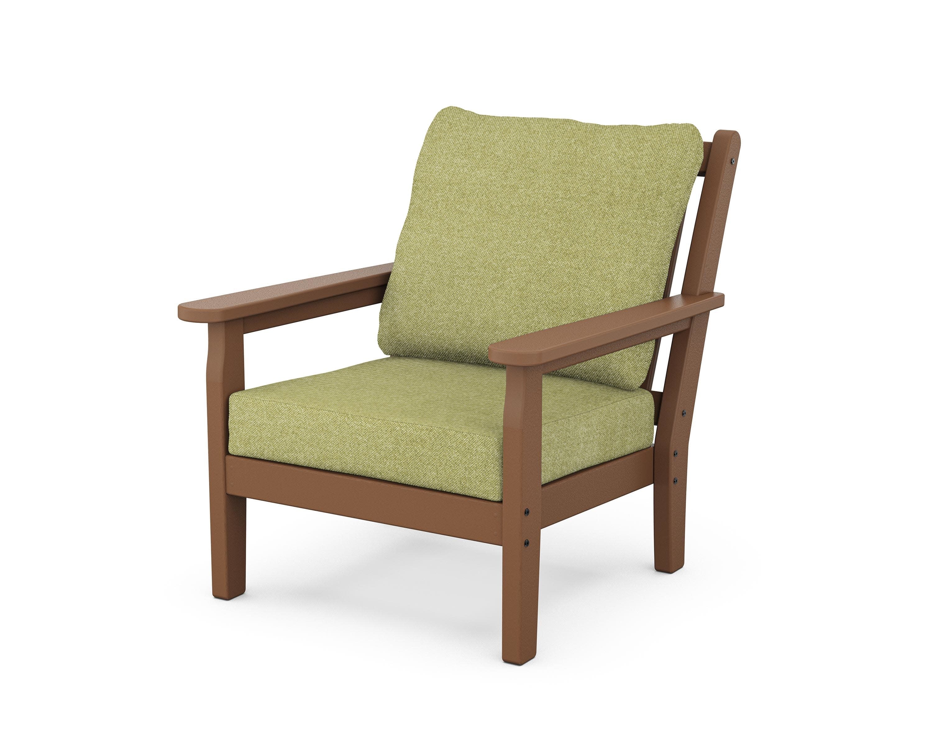 Chippendale Deep Seating Chair in Teak / Chartreuse Boucle