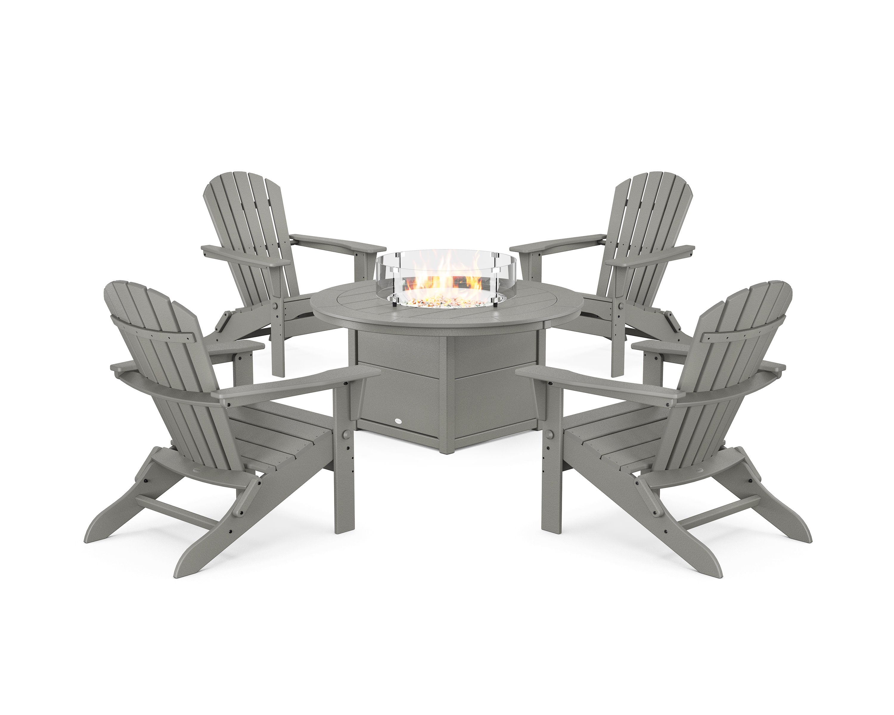 South Beach 5-Piece Folding Adirondack Fire Chat Set in Slate Grey
