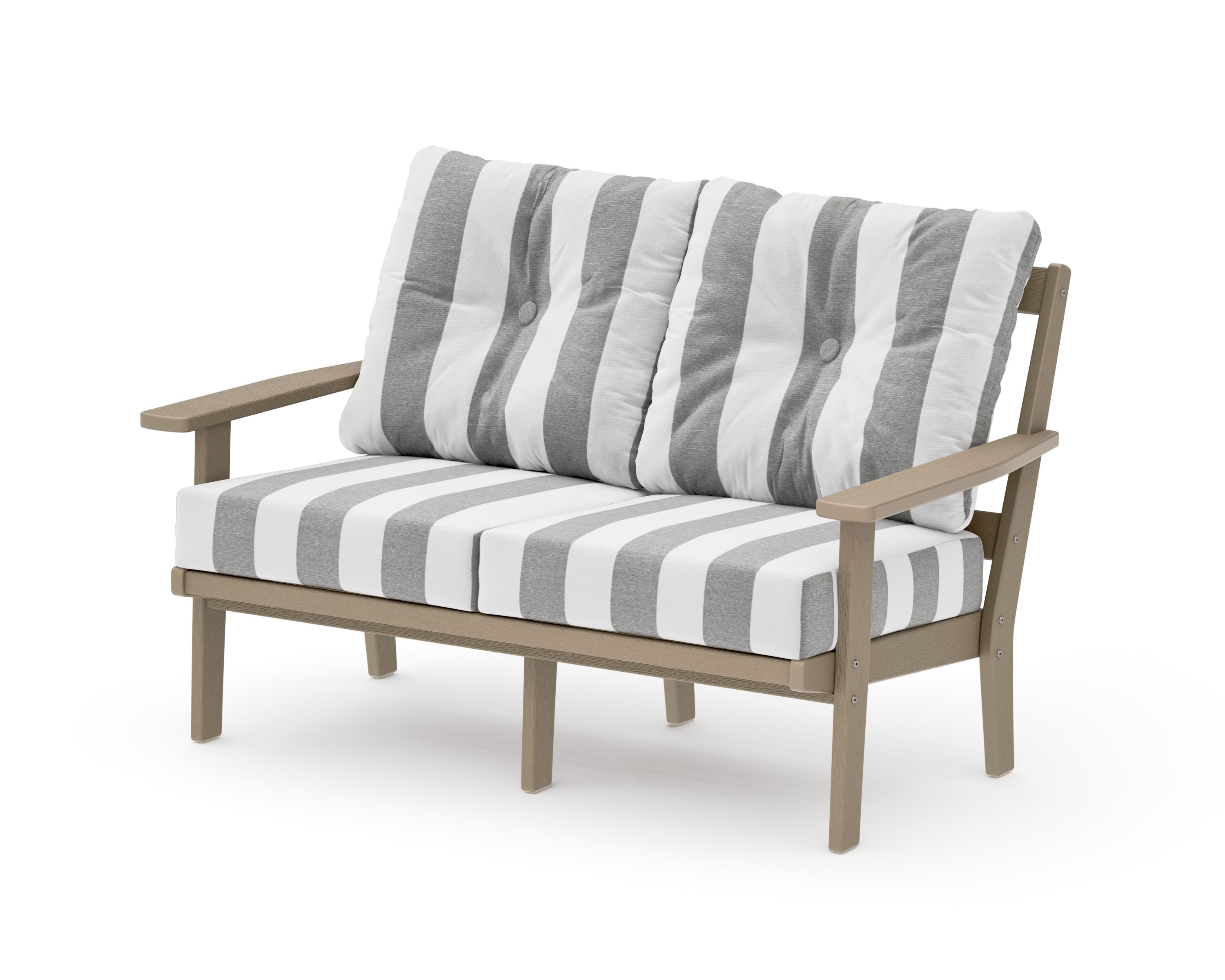 Prairie Deep SeatingLoveseat in Vintage Sahara / Cabana Stripe Grey Mist