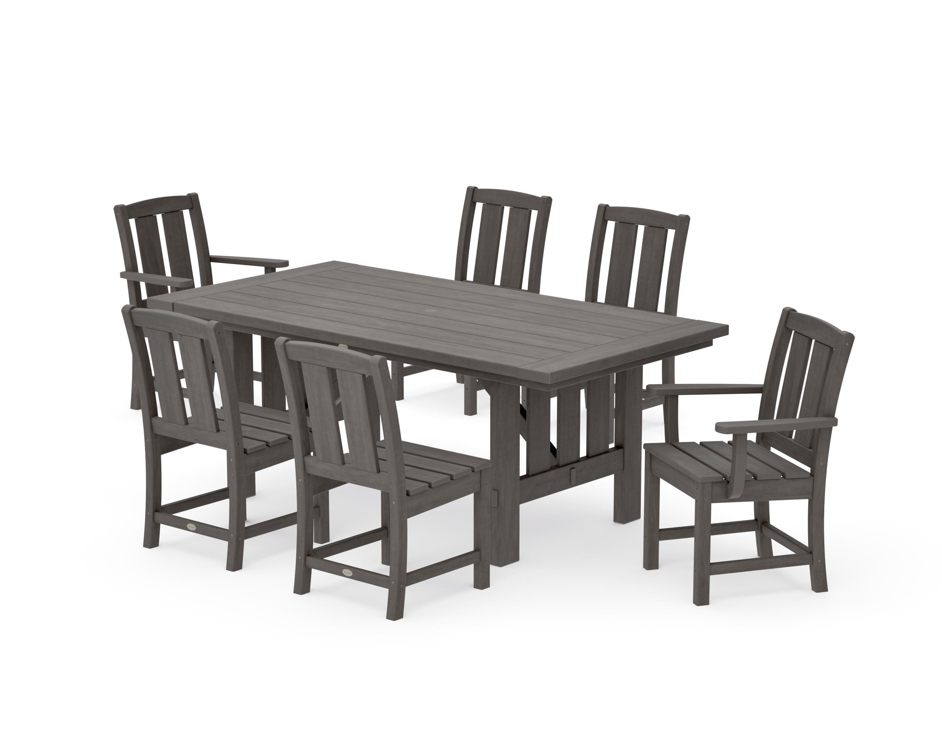 Mission 7-Piece Dining Set with Mission Table in Driftwood
