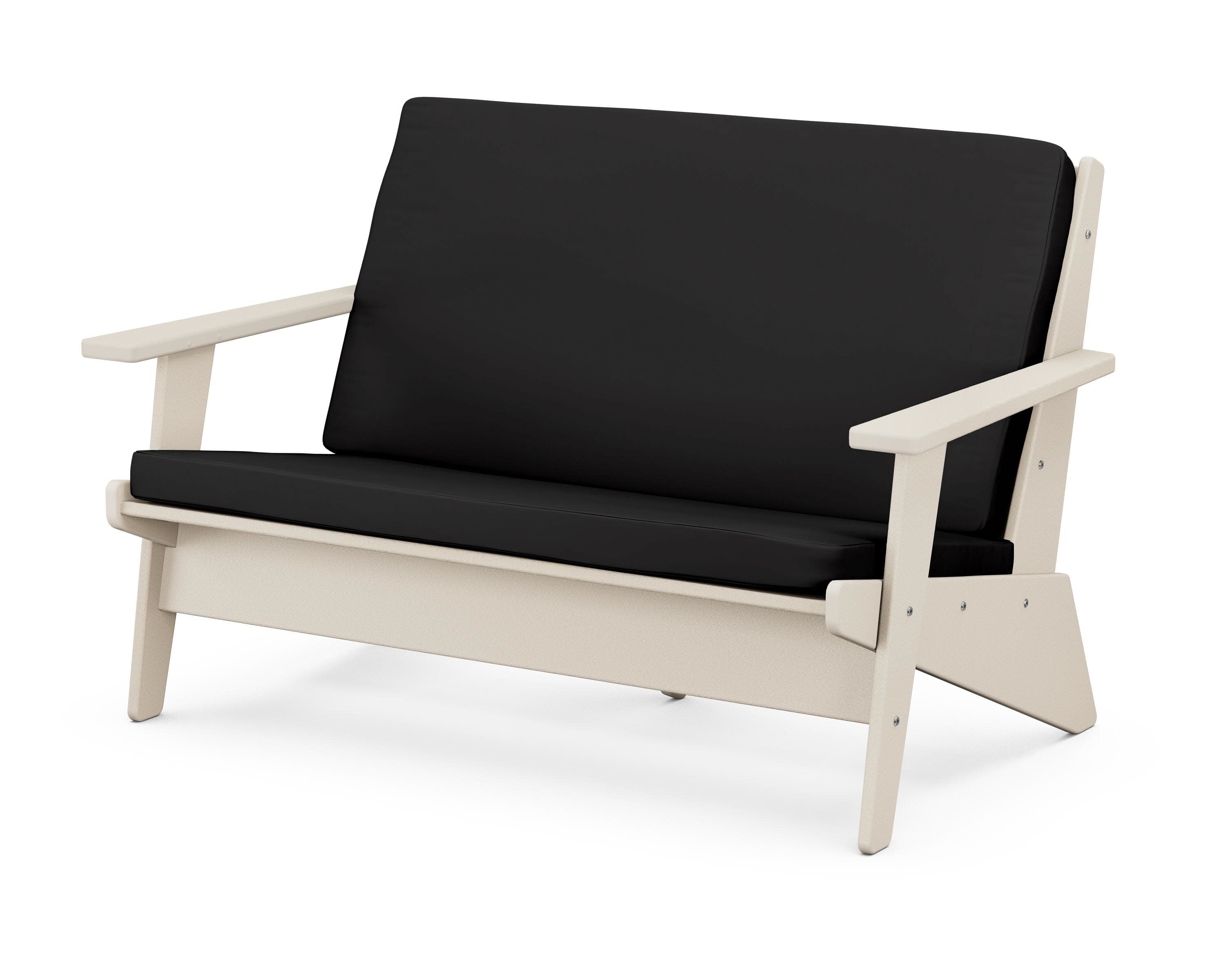 Riviera Modern Lounge Loveseat in Sand / Canvas Black