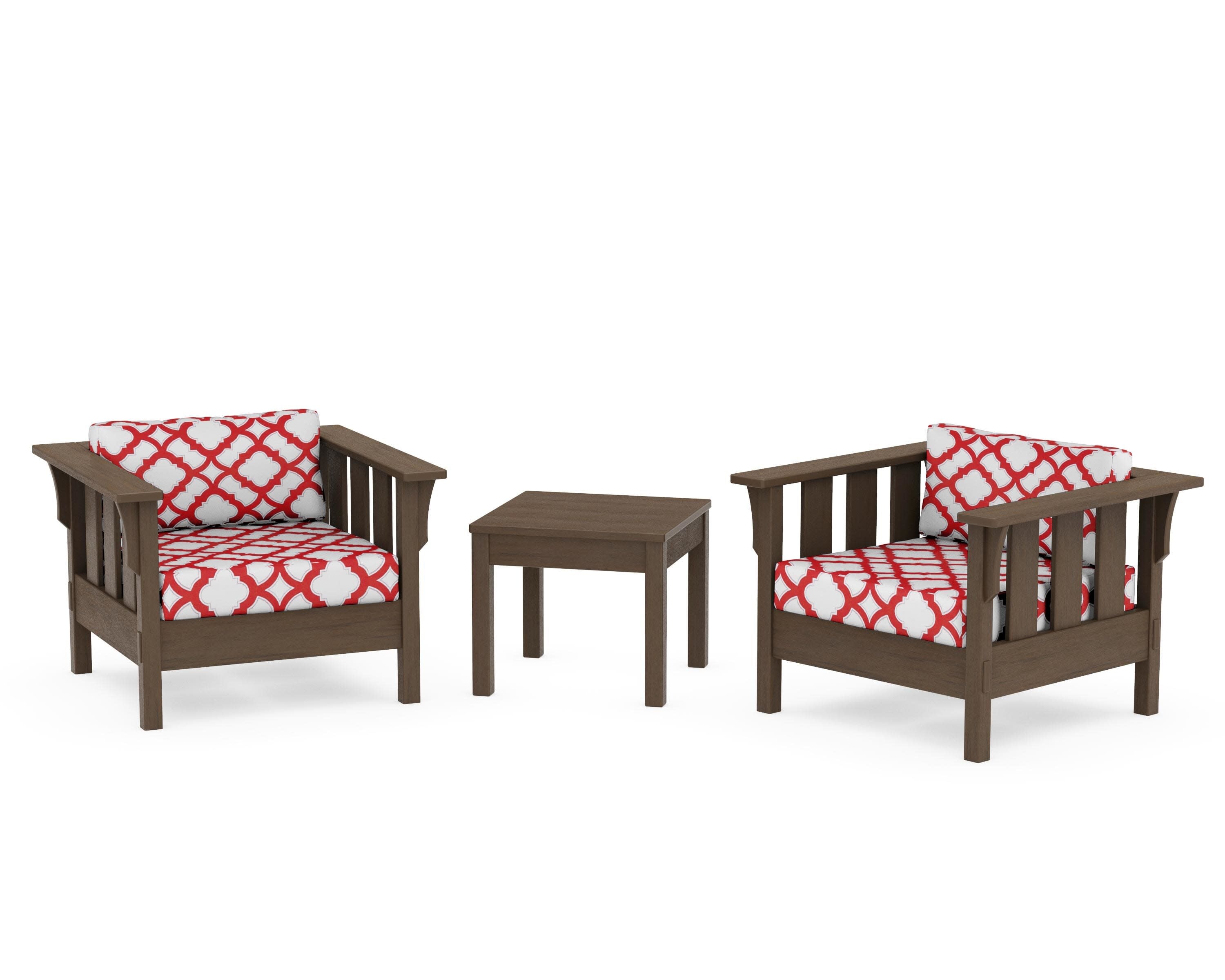 Acadia 3-Piece Deep Seating Set in Kona / Trellis Crimson