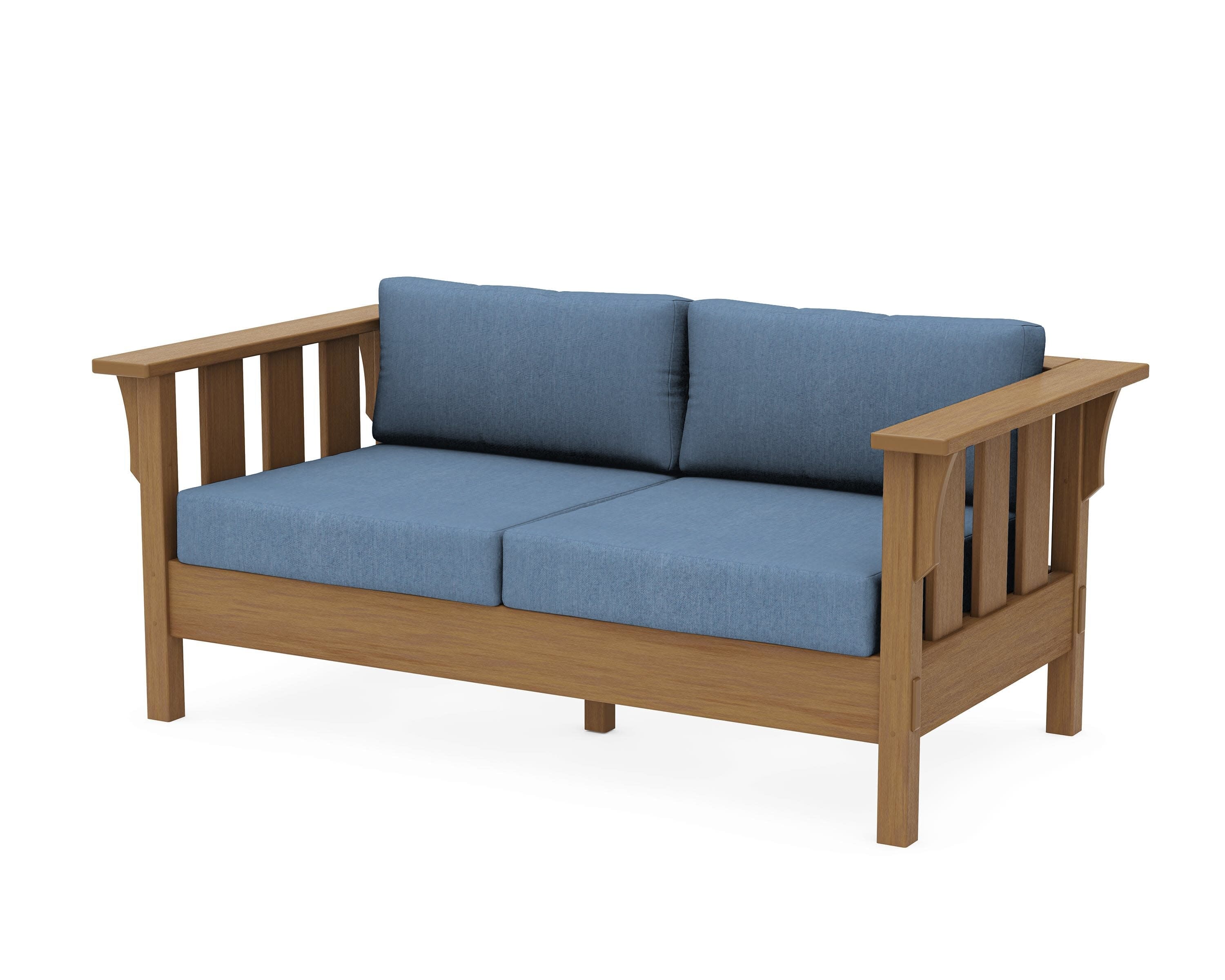 Acadia Deep Seating Loveseat in Natural / Sky Blue