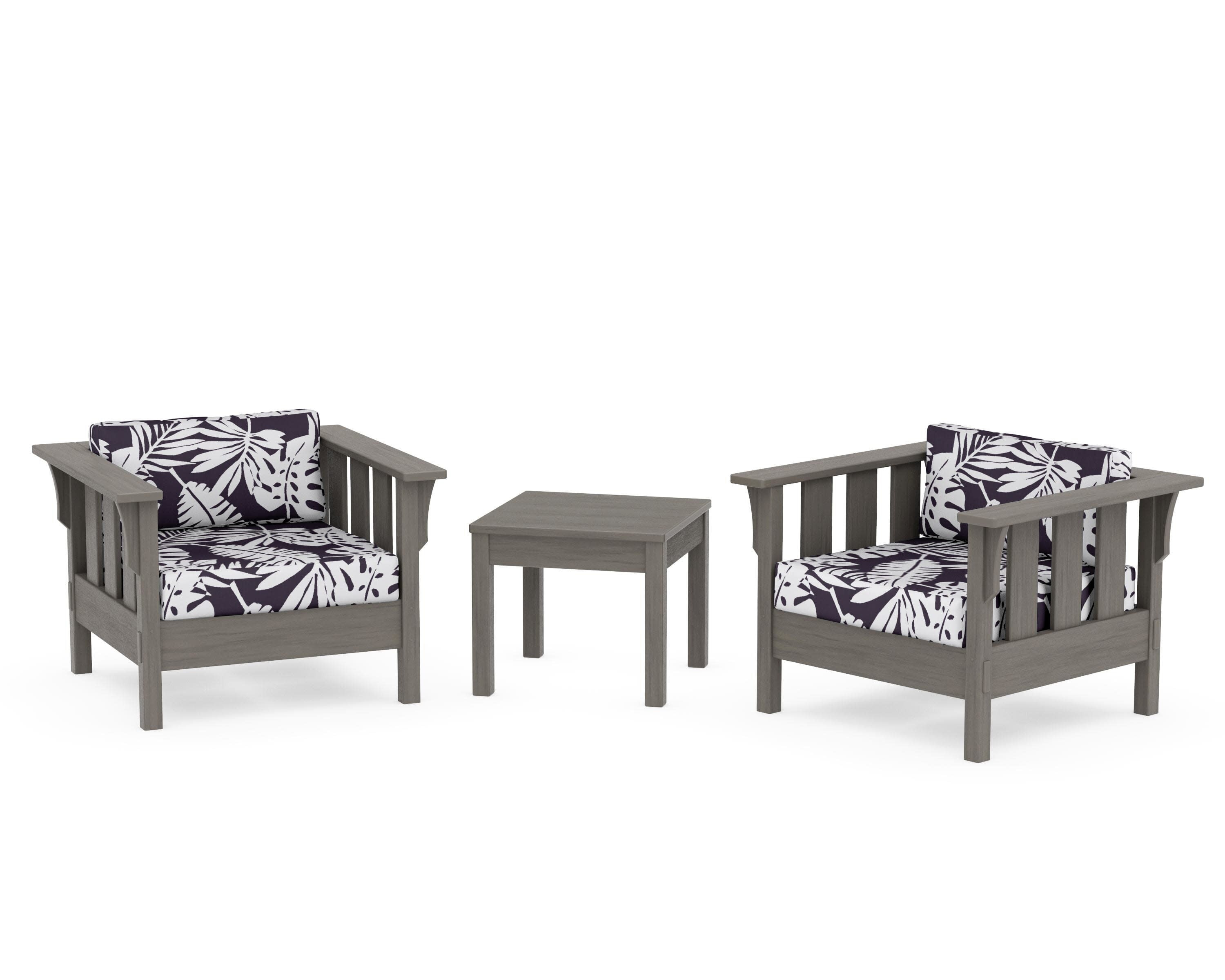 Acadia 3-Piece Deep Seating Set in Driftwood / Leaf Navy