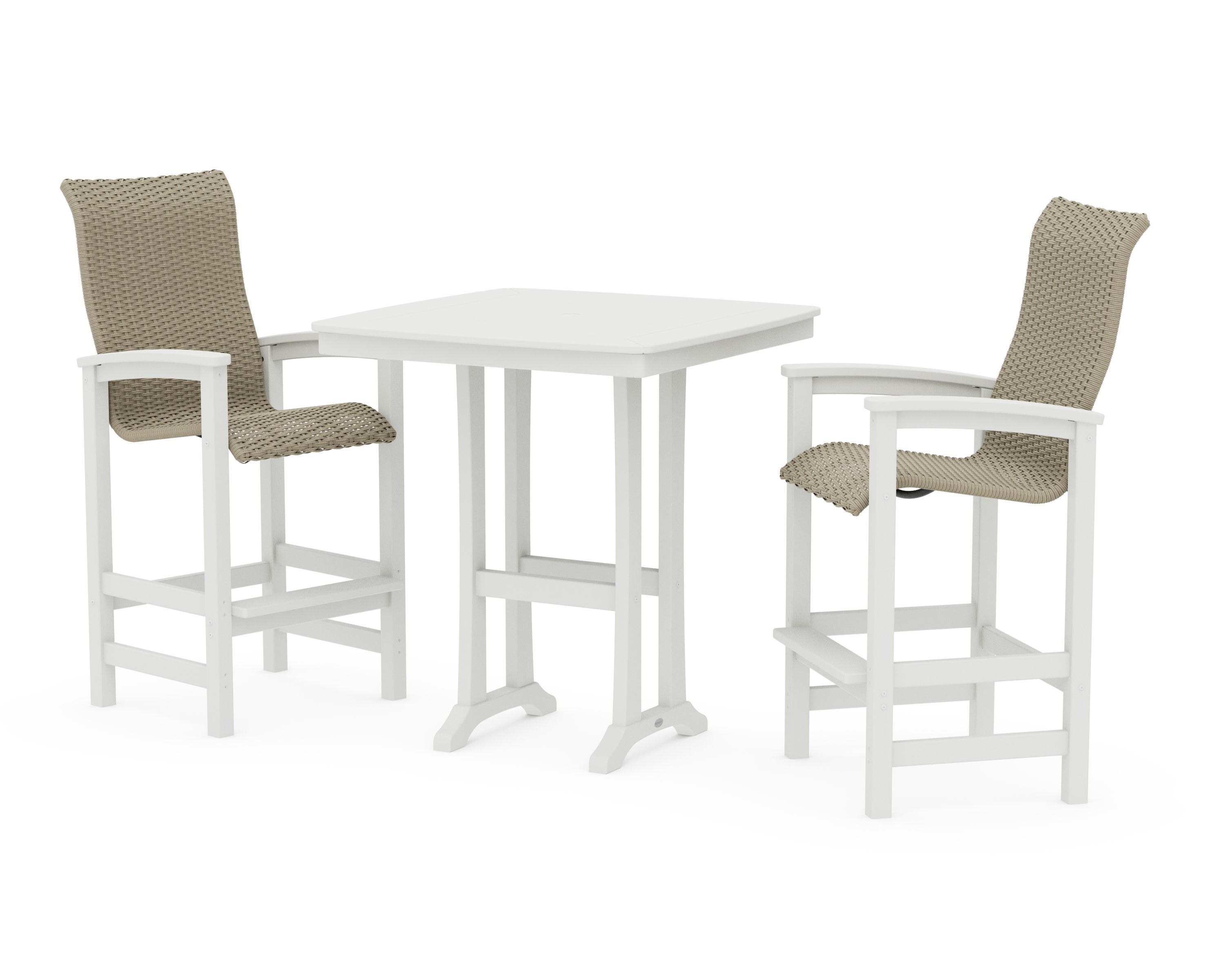 Coastal Woven High-Back 3-Piece Bar Set in Vintage White / Dune Grass