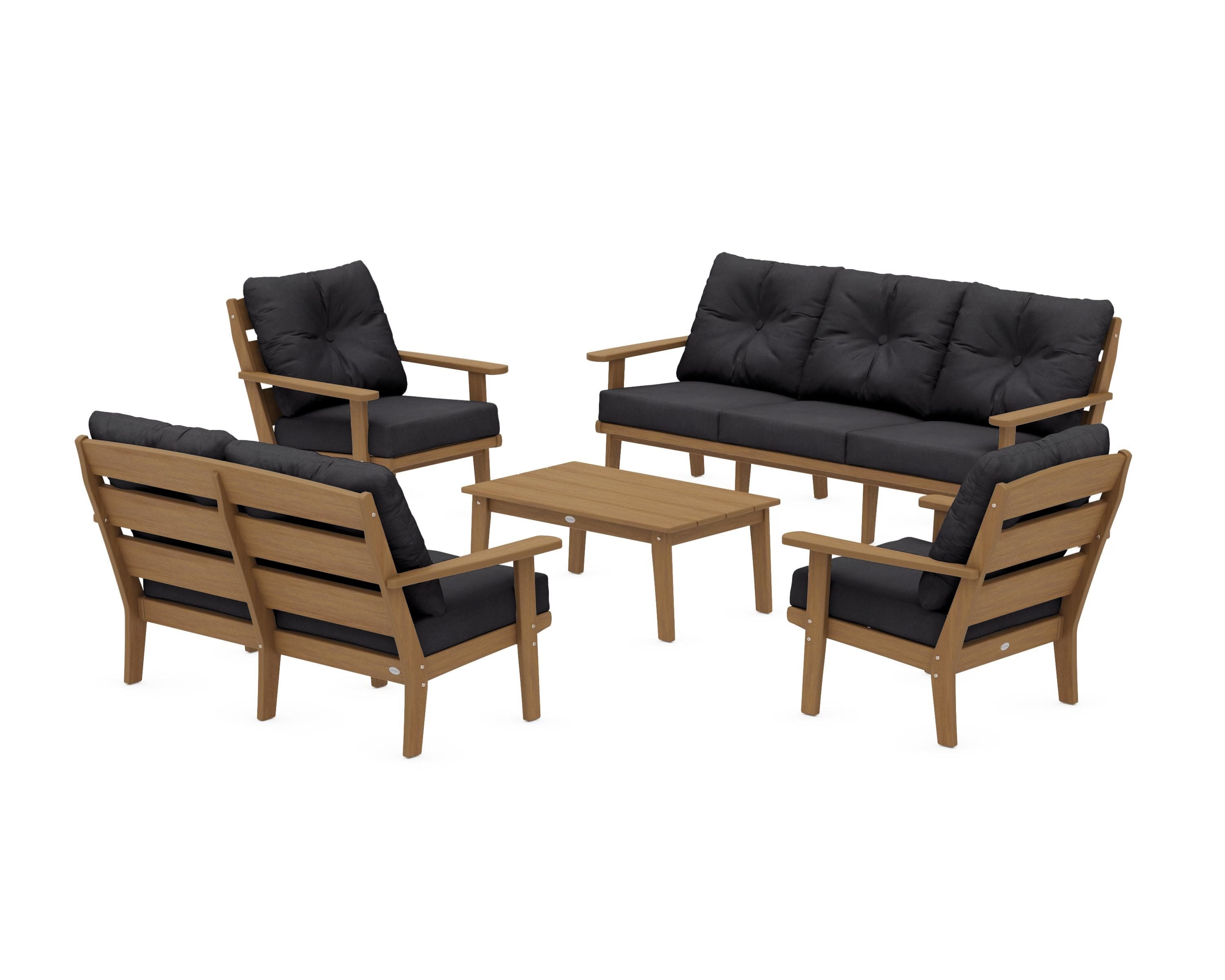 Lakeside 5-Piece Lounge Sofa Set in Natural / Midnight Linen