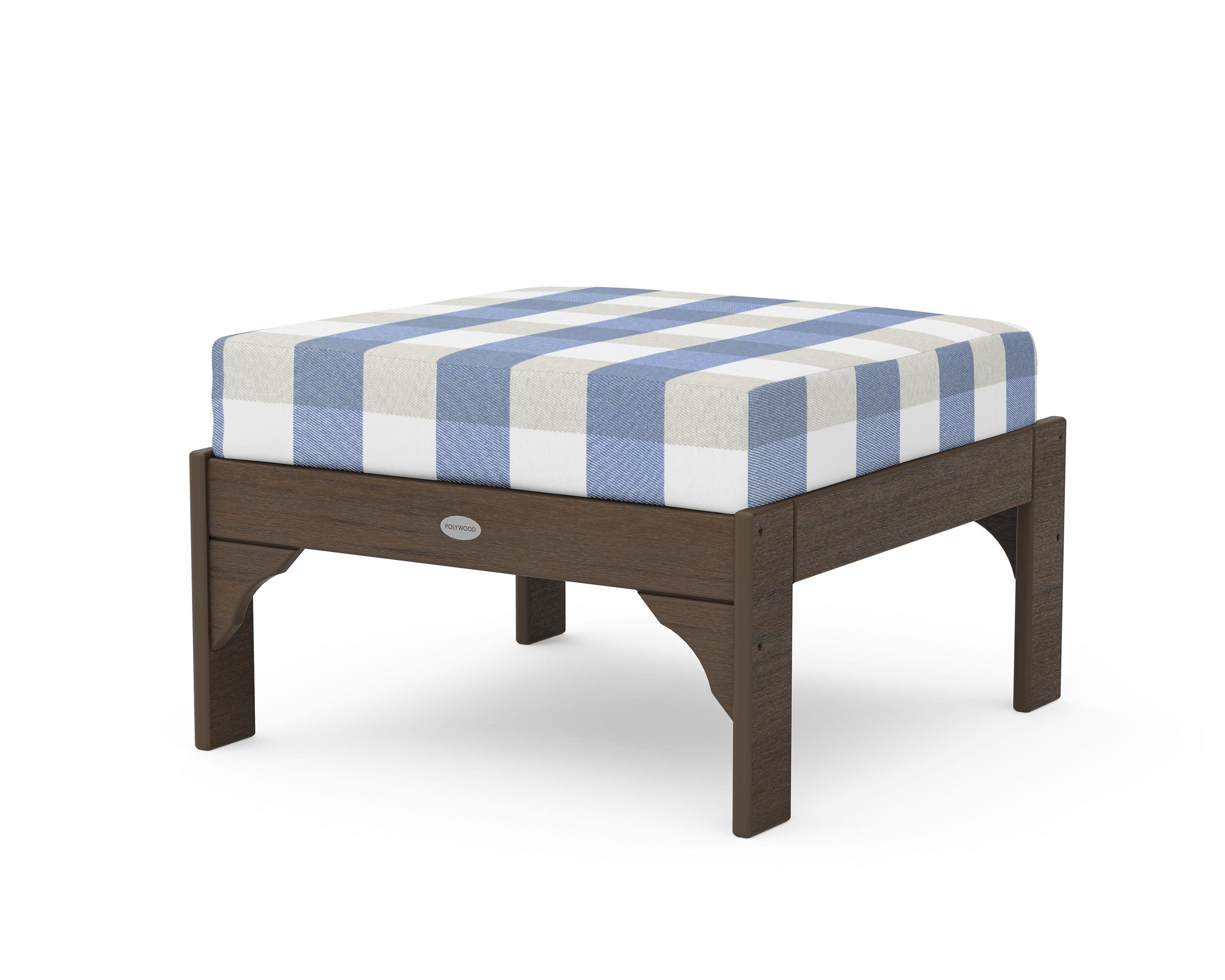 Vineyard Deep Seating Ottoman in Kona / Buffalo Plaid Sky Blue