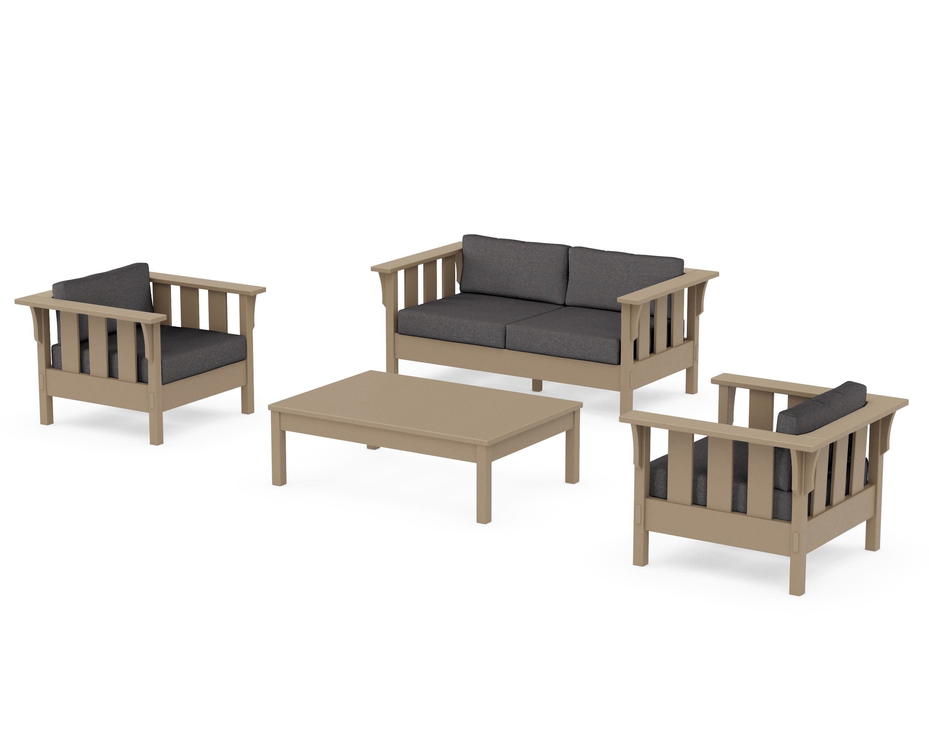 Acadia 4-Piece Deep Seating Set with Loveseat in Vintage Sahara / Ash Charcoal