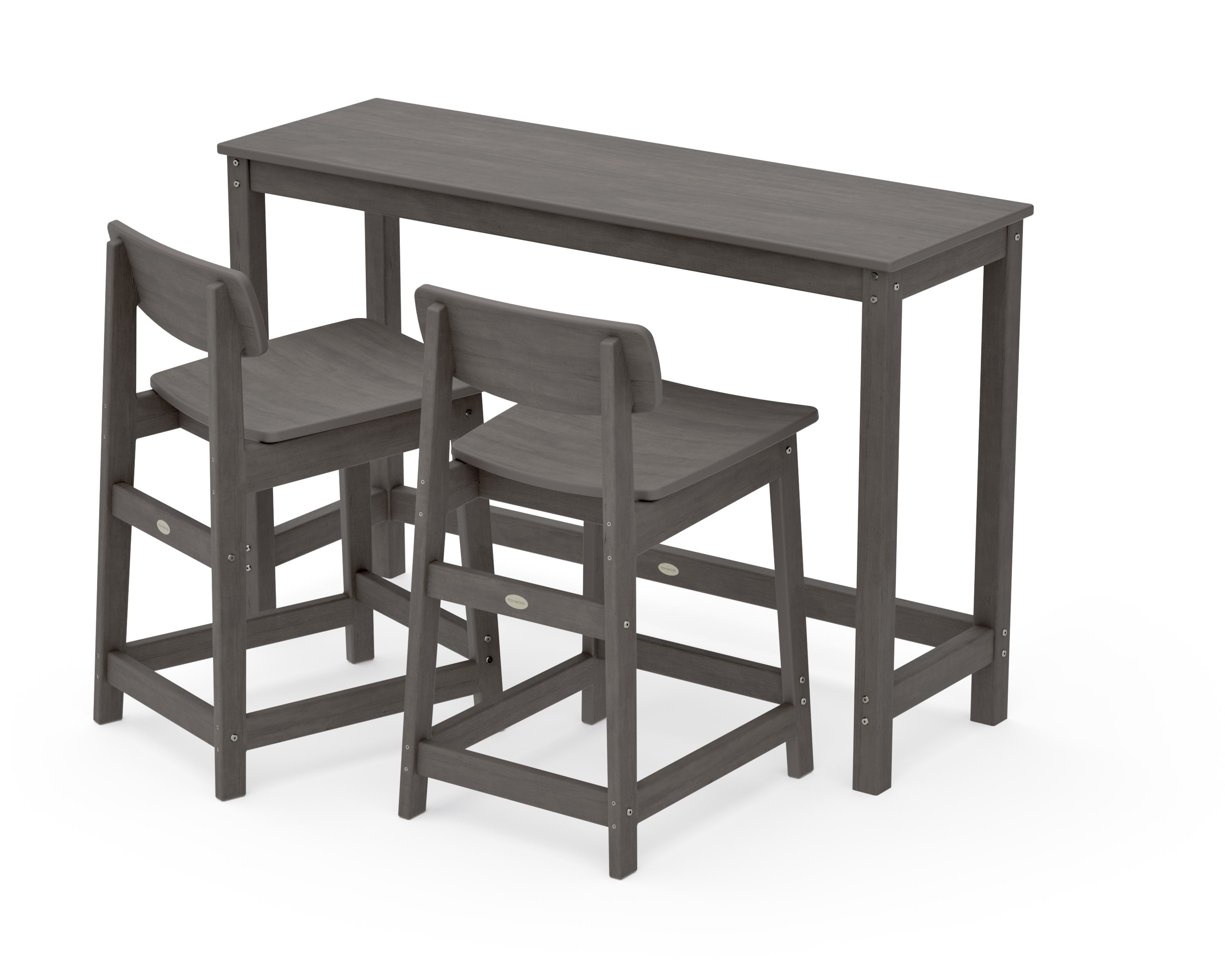 Modern Studio Urban Lowback Counter Chair 3-Piece Balcony Set in Driftwood