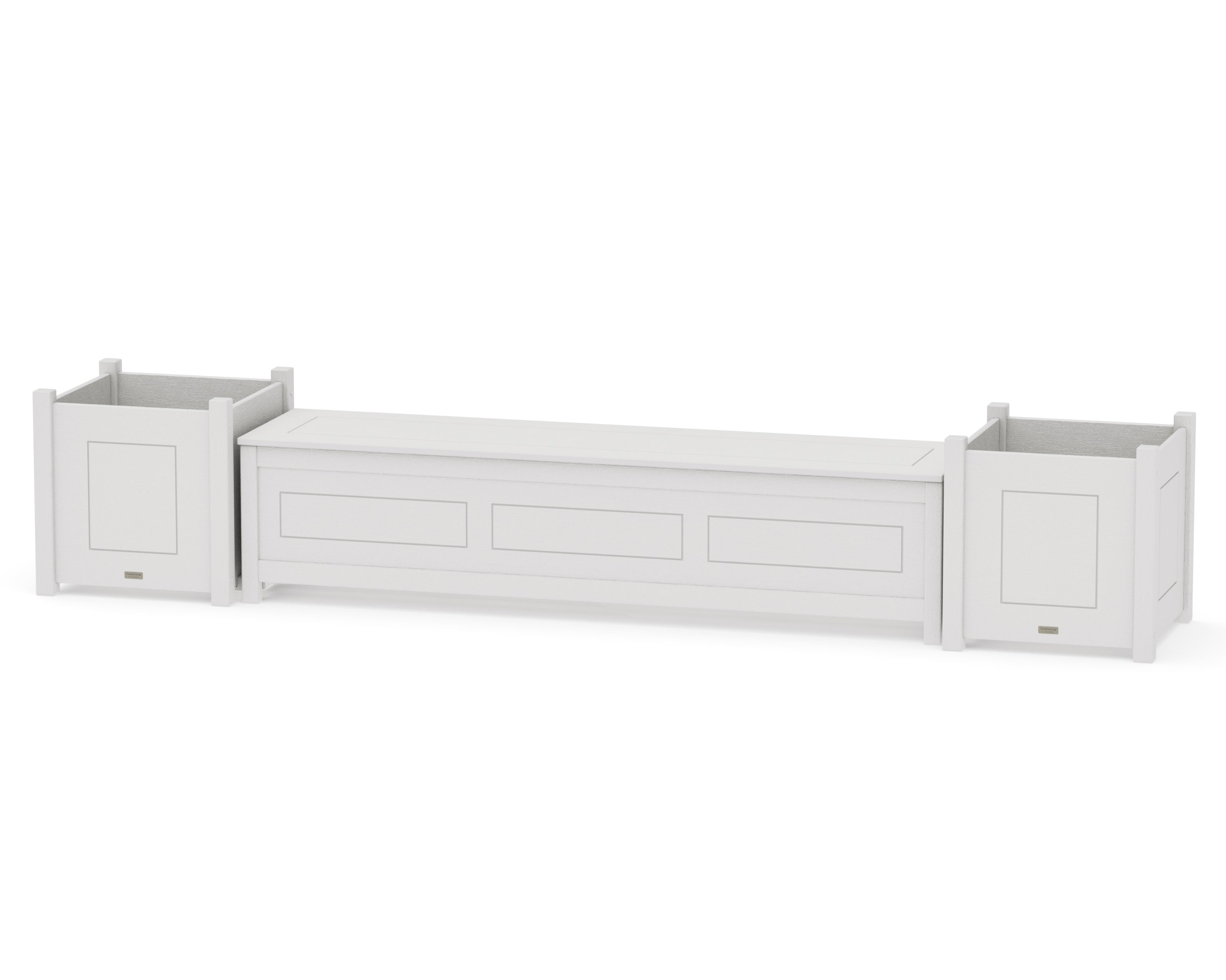 72" Country Living Straight Planter Storage Bench Set- Large in Vintage White