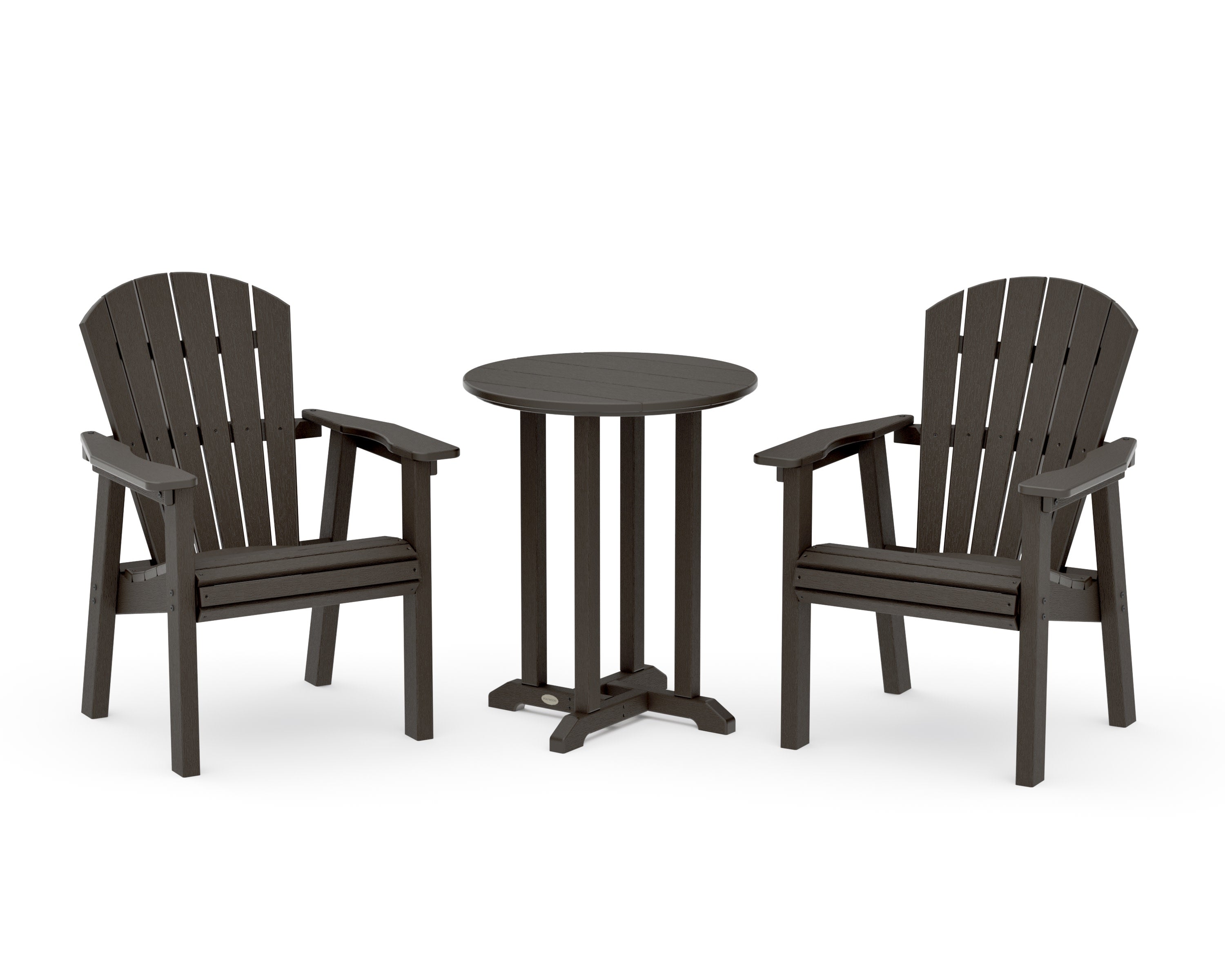 Seashell 3-Piece Round Farmhouse Bistro Dining Set in Vintage Coffee