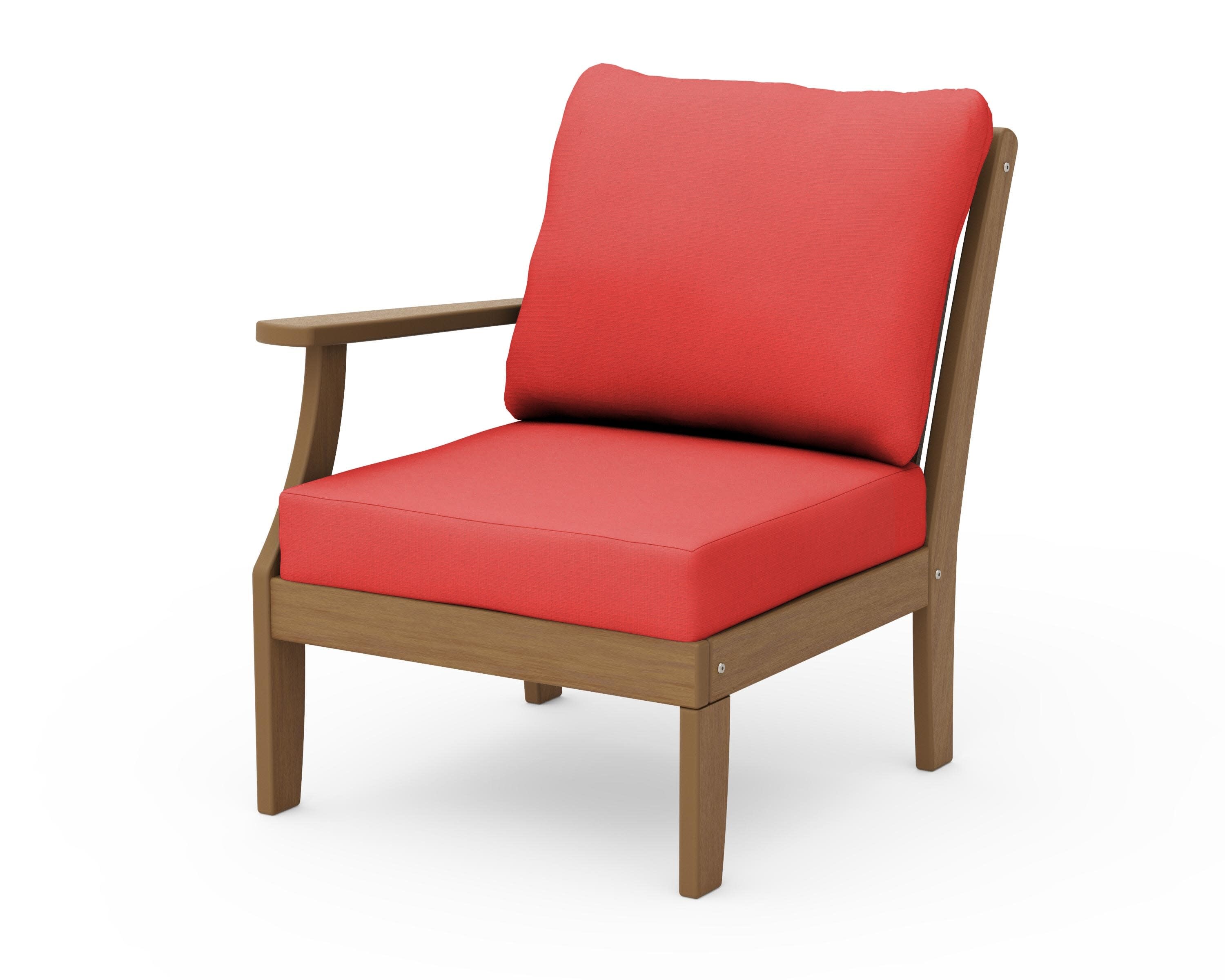 Braxton Modular Left Arm Chair in Natural / Crimson Linen