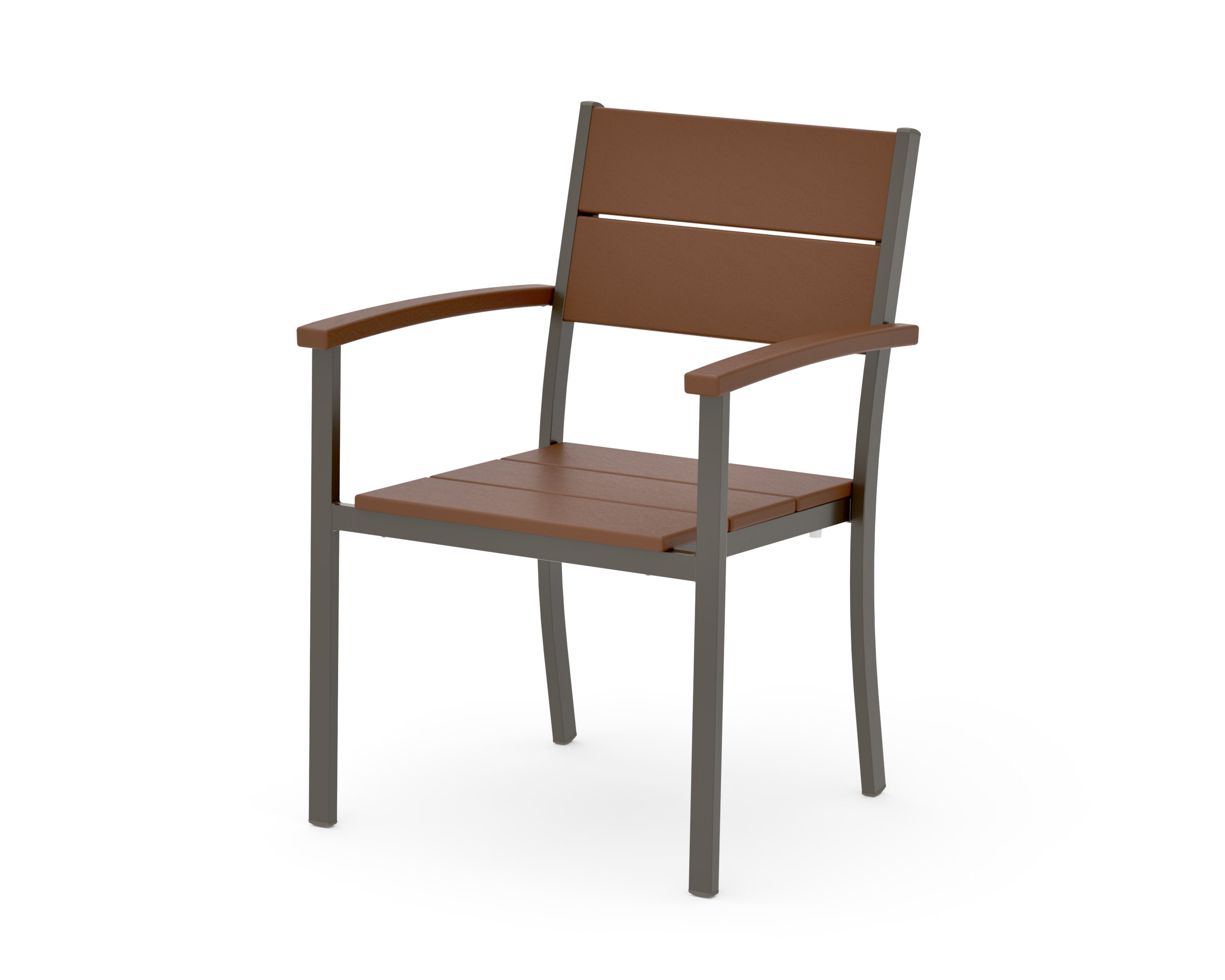 Main Street Stacking Dining Arm Chair in Bronze / Teak