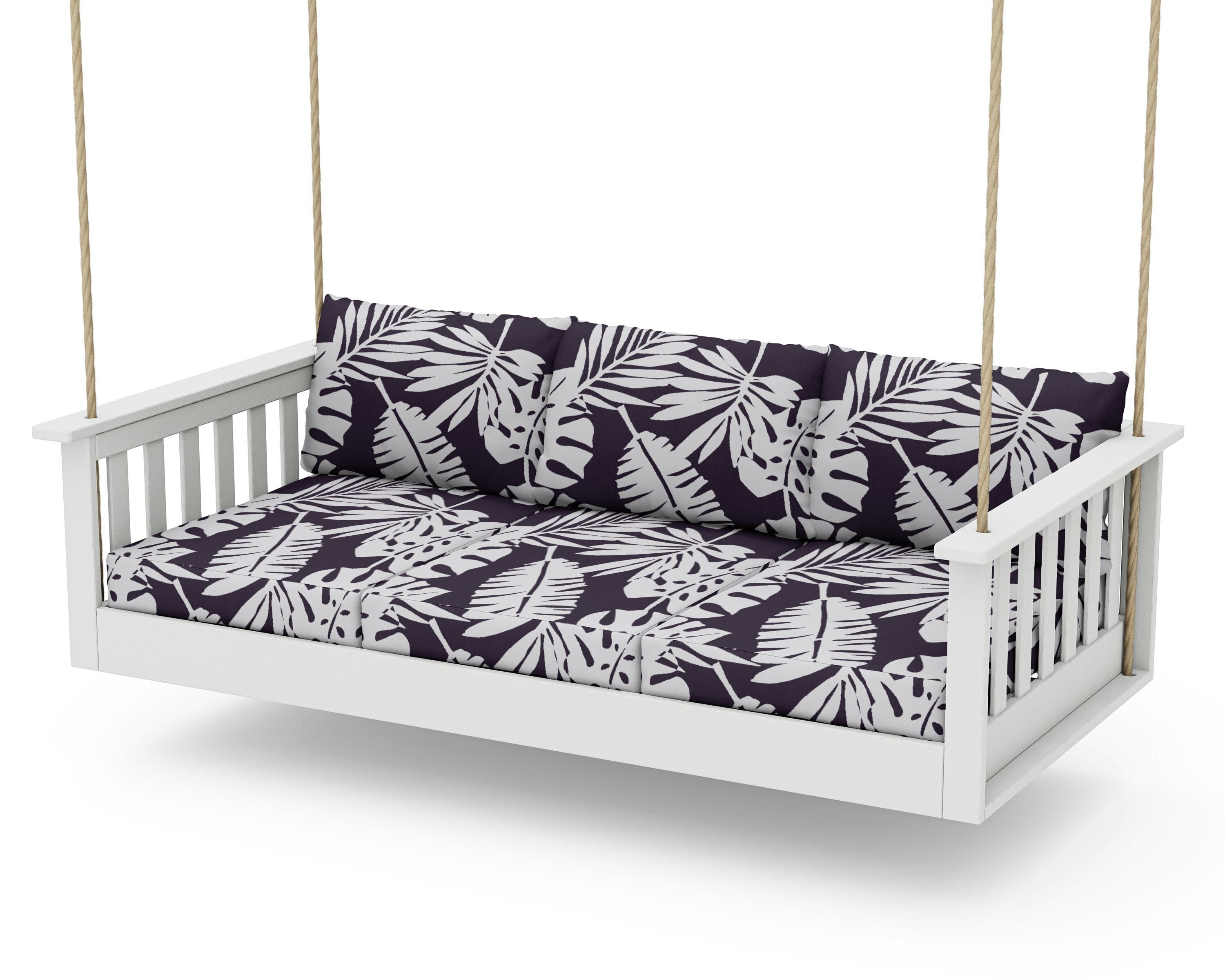 Vineyard Daybed Swing in Vintage White / Leaf Navy
