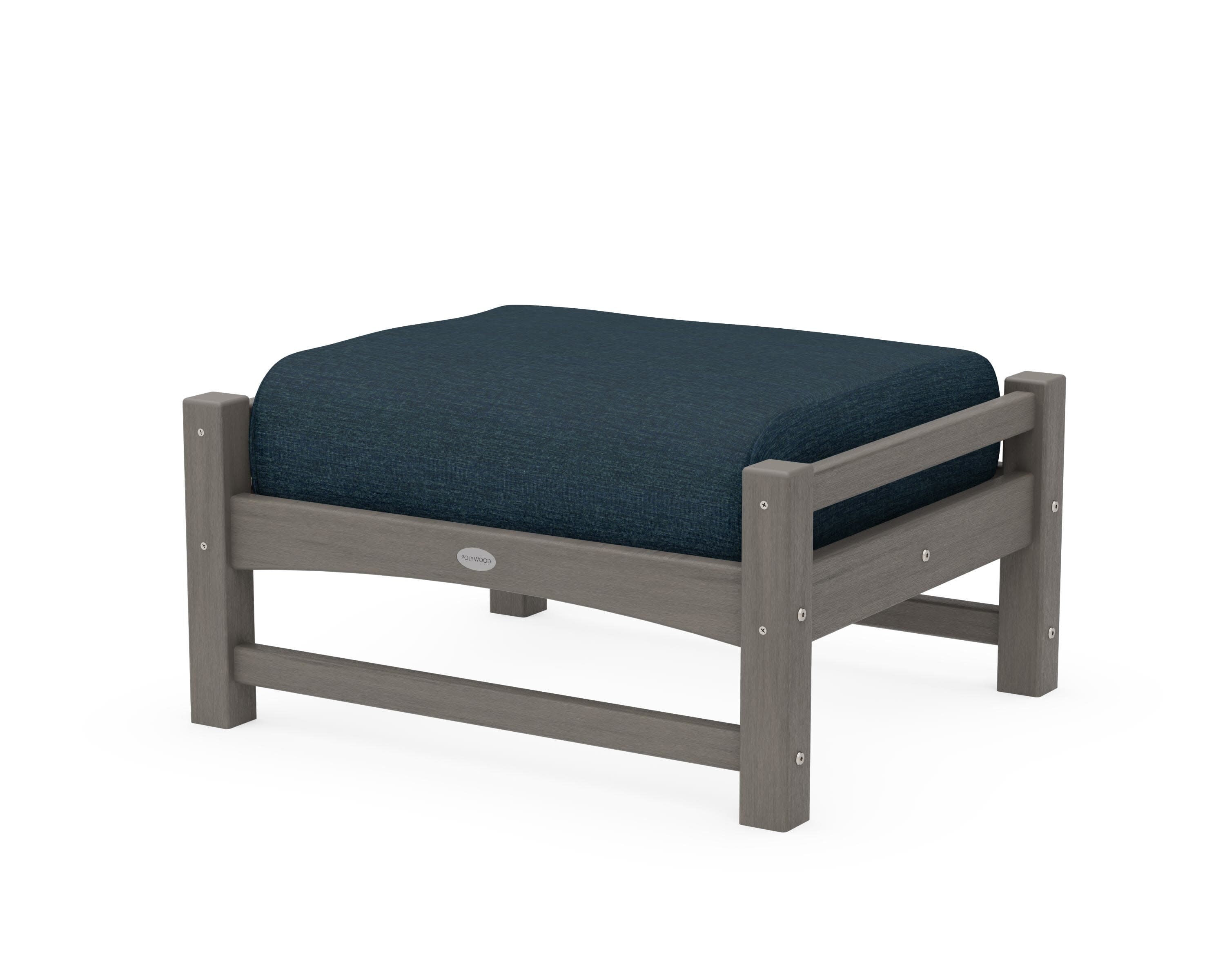 Club Ottoman in Driftwood / Platform Indigo