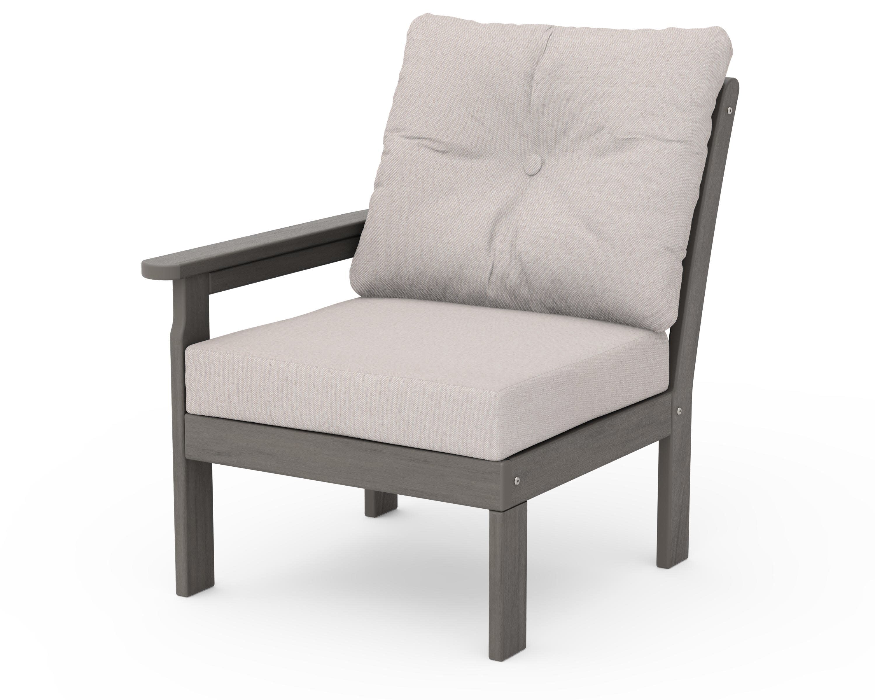 Vineyard Modular Left Arm Chair in Driftwood / Dune Burlap