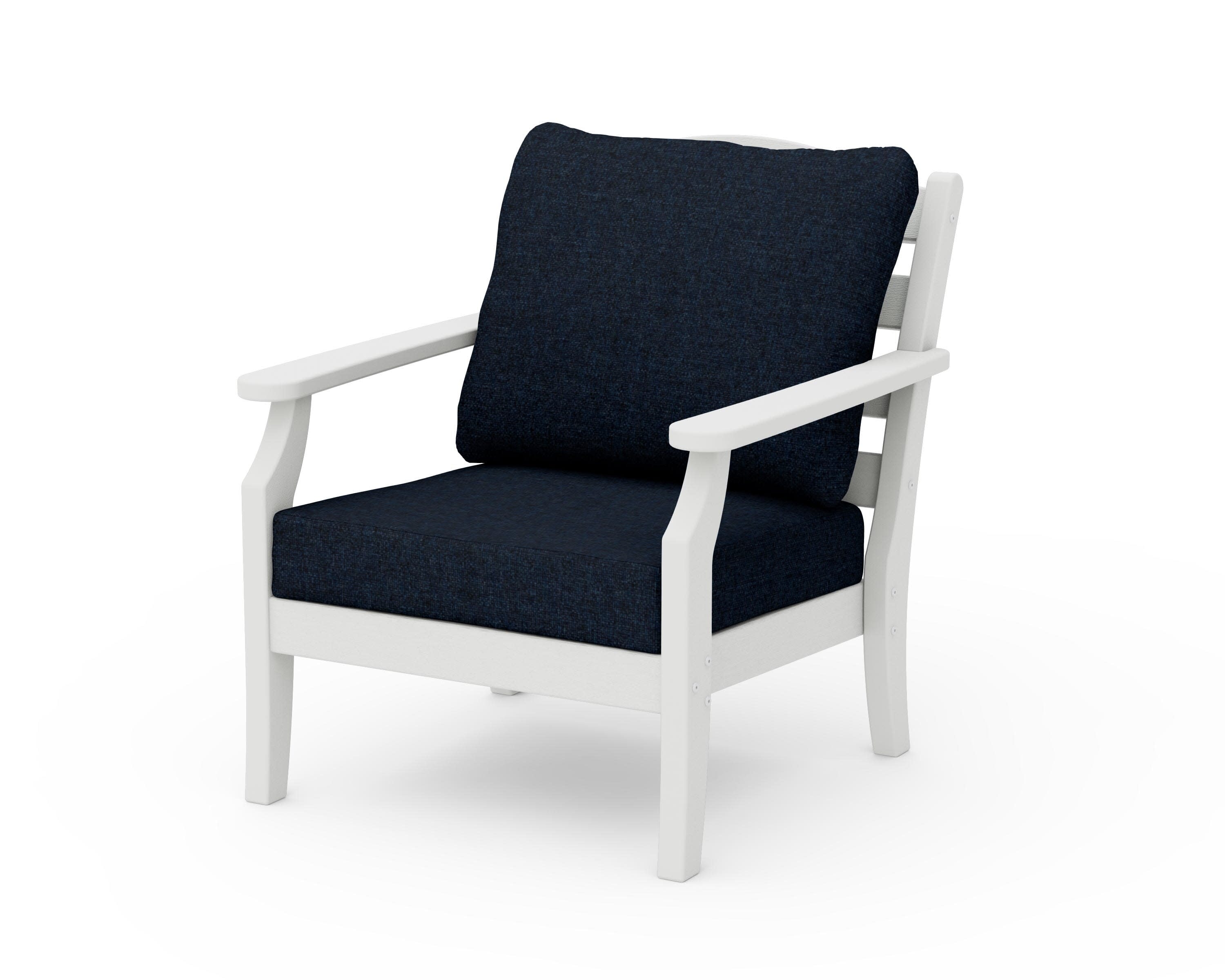 Savannah Deep Seating Chair in Vintage White / Marine Indigo