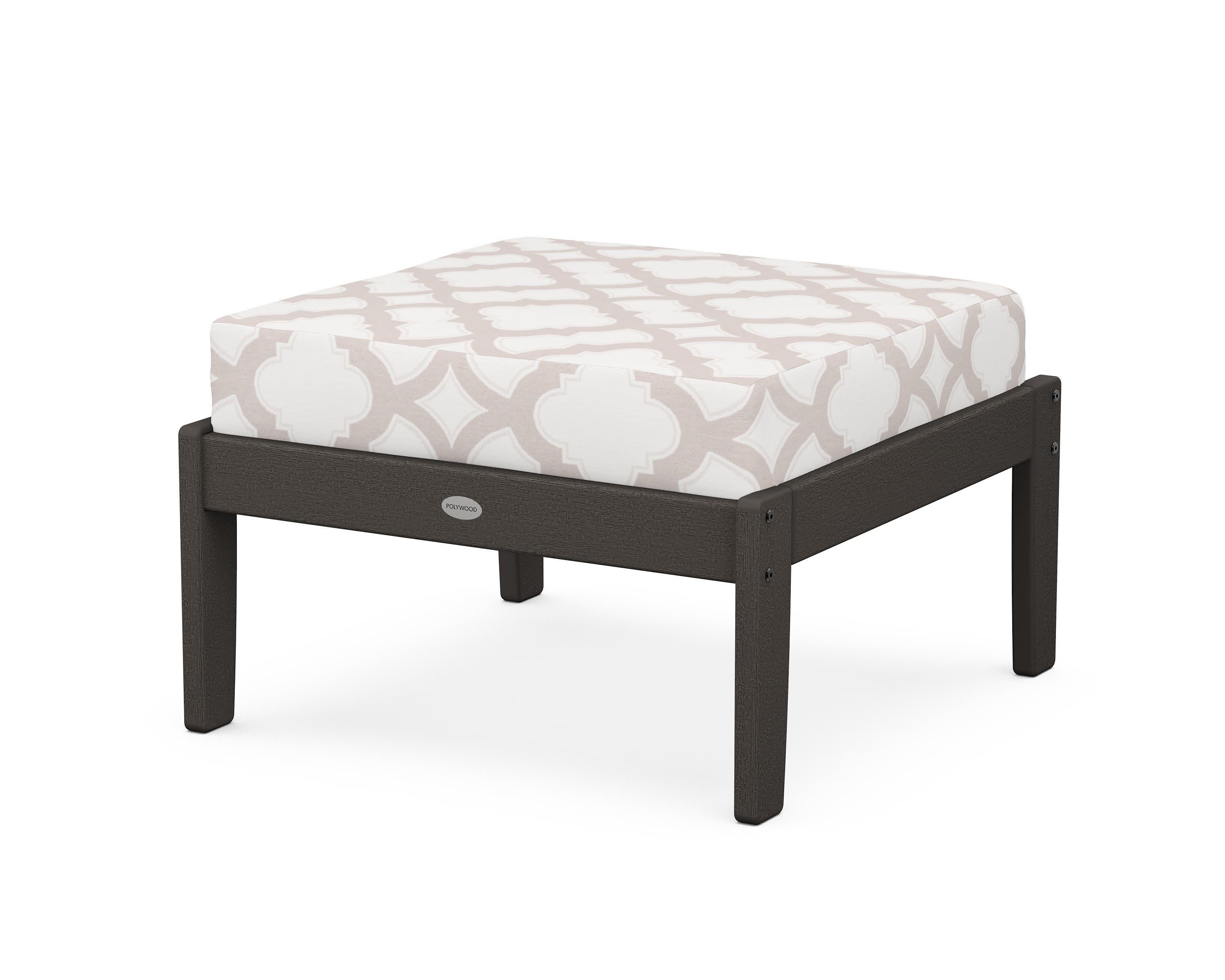 Braxton Deep Seating Ottoman in Vintage Coffee / Trellis Dune Burlap