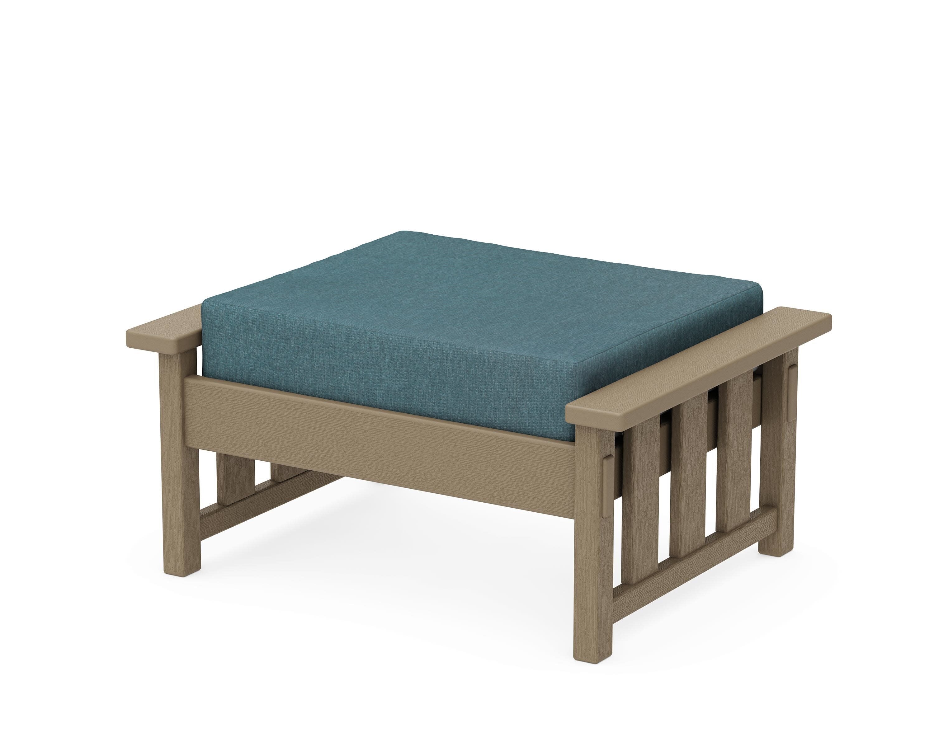 Acadia Deep Seating Ottoman in Vintage Sahara / Ocean Teal