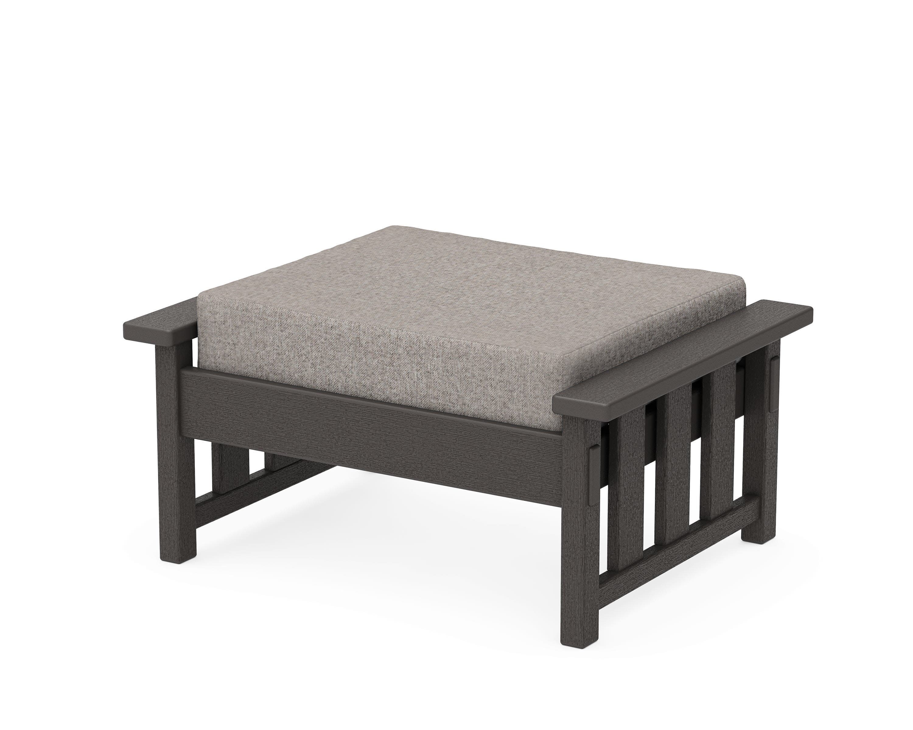 Acadia Deep Seating Ottoman in Vintage Coffee / Weathered Tweed
