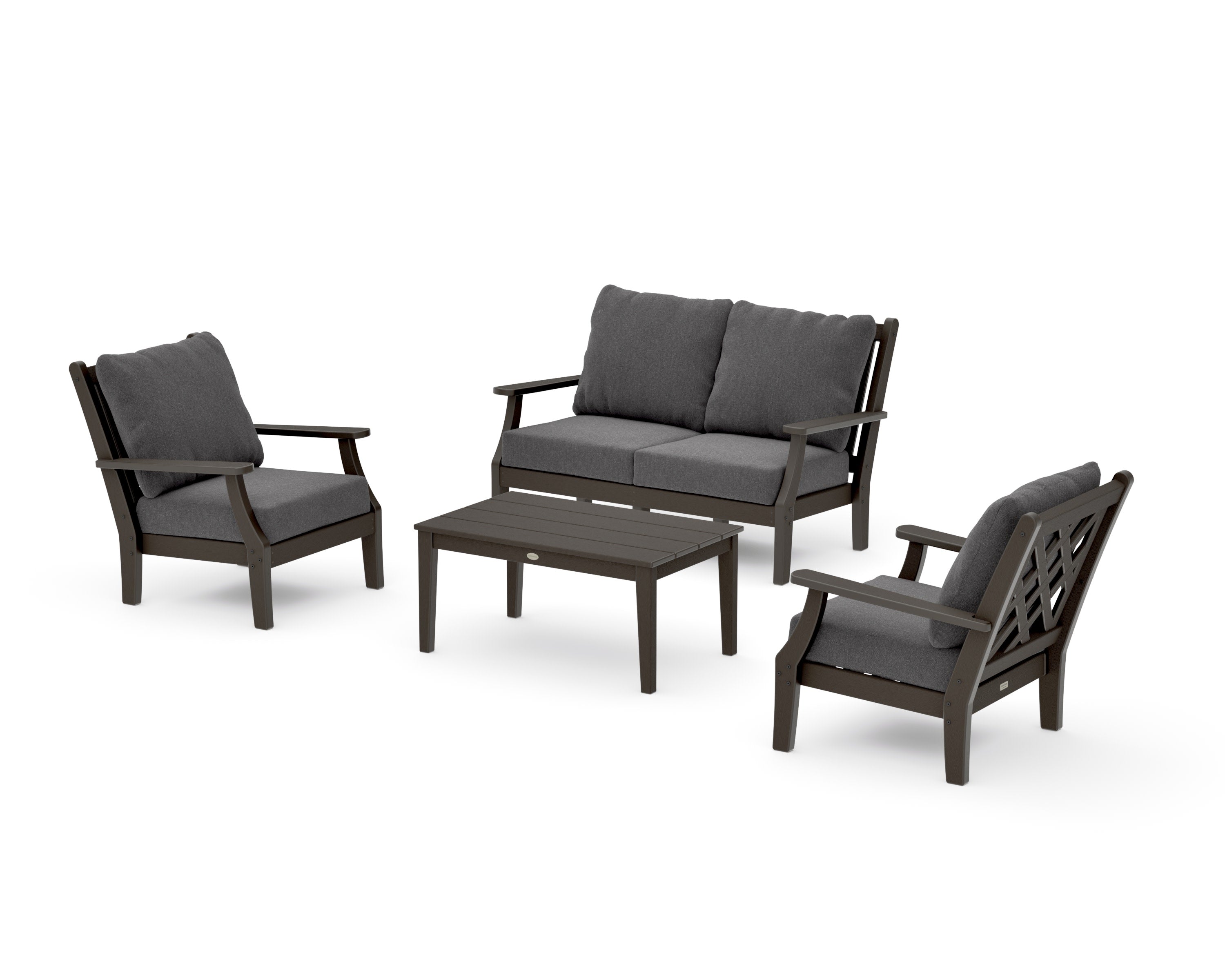 Wovendale 4-Piece Deep Seating Set with Loveseat in Vintage Coffee / Ash Charcoal