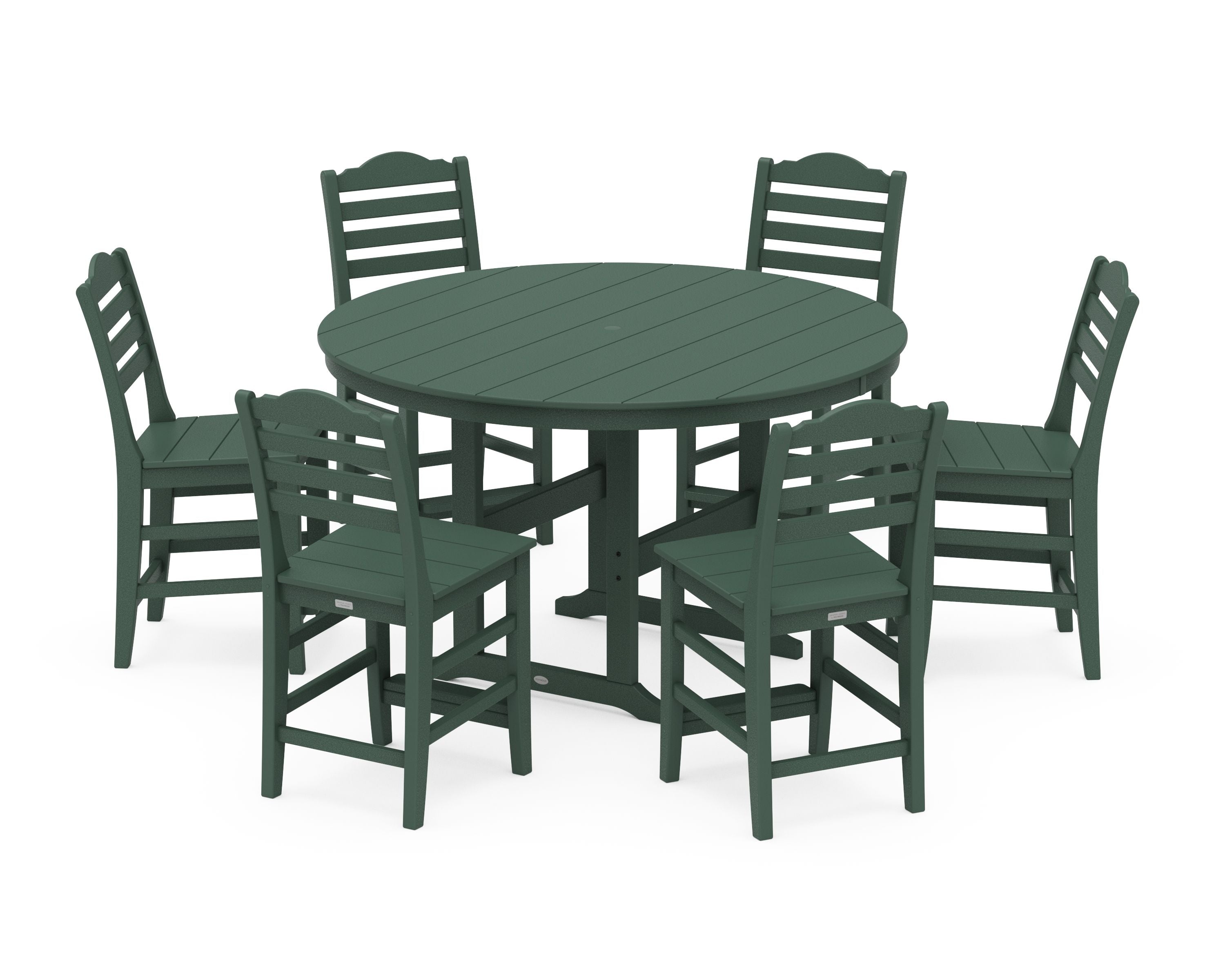 Savannah 7-Piece Farmhouse Side Chair Round Counter Set in Green