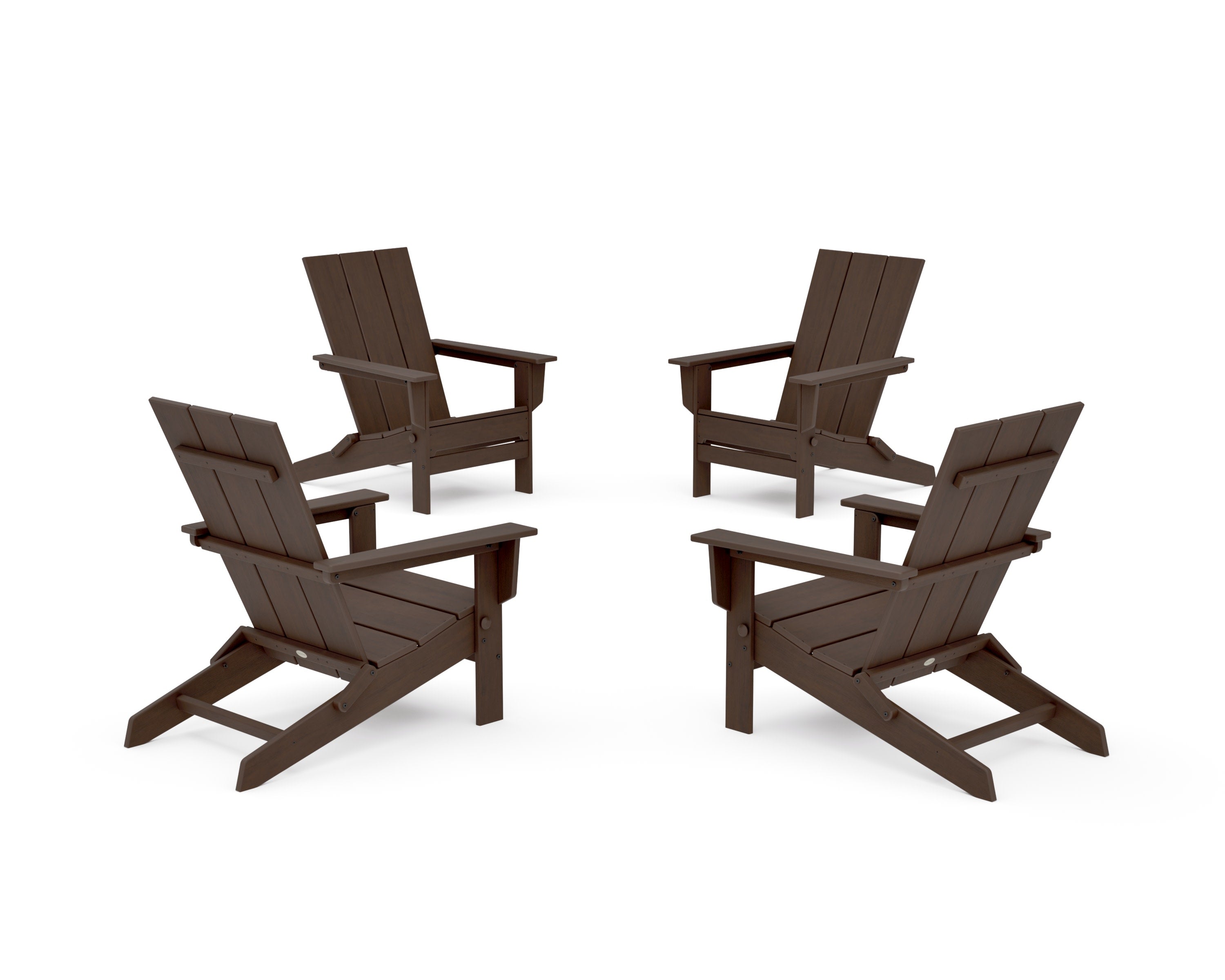 4-Piece Modern Studio Folding Adirondack Chair Conversation Set in Kona