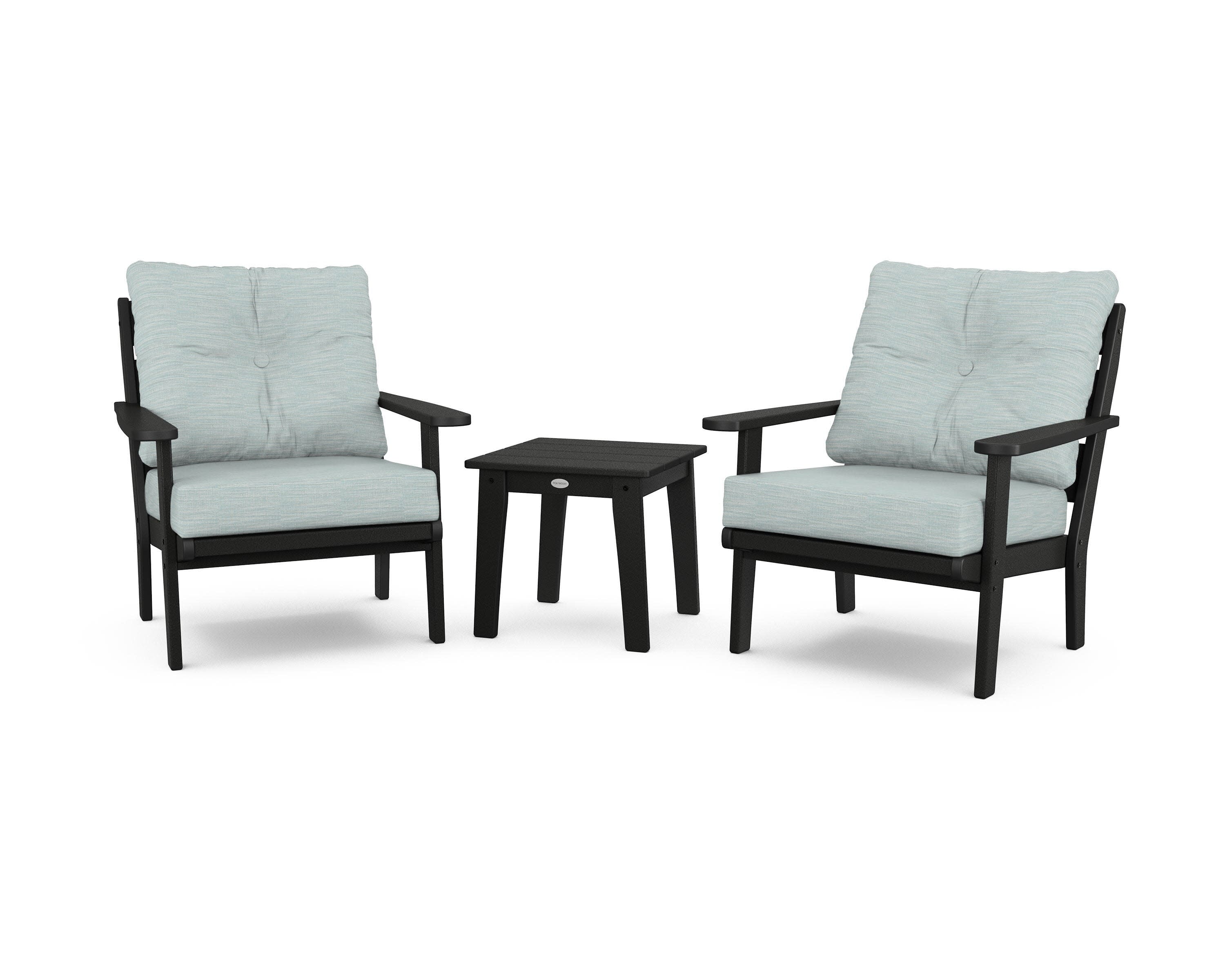 Lakeside 3-Piece Deep Seating Chair Set in Black / Soothe Mist