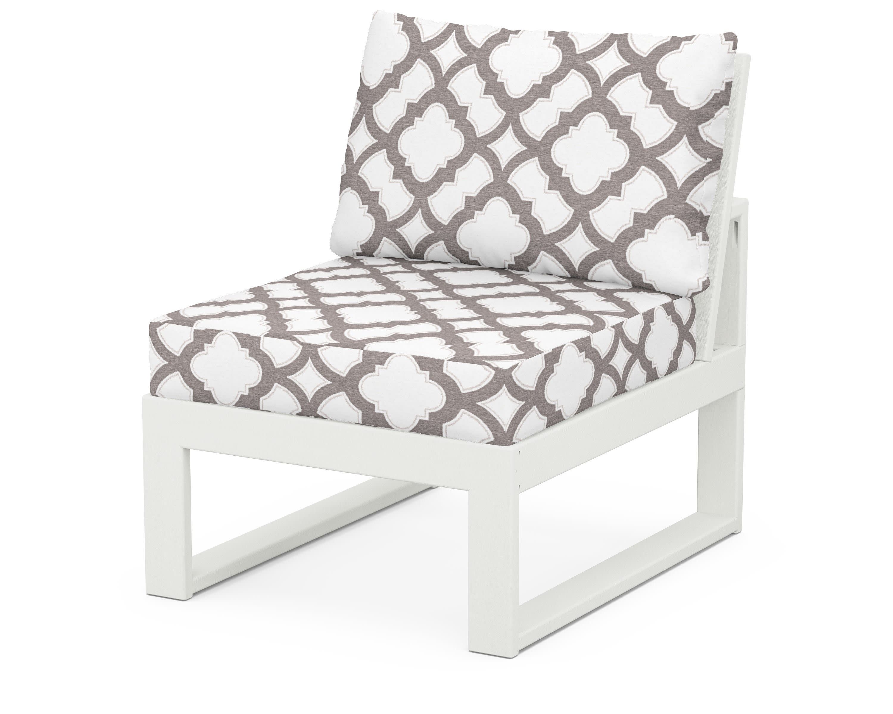 Modular Armless Chair in Vintage White / Trellis Grey Mist