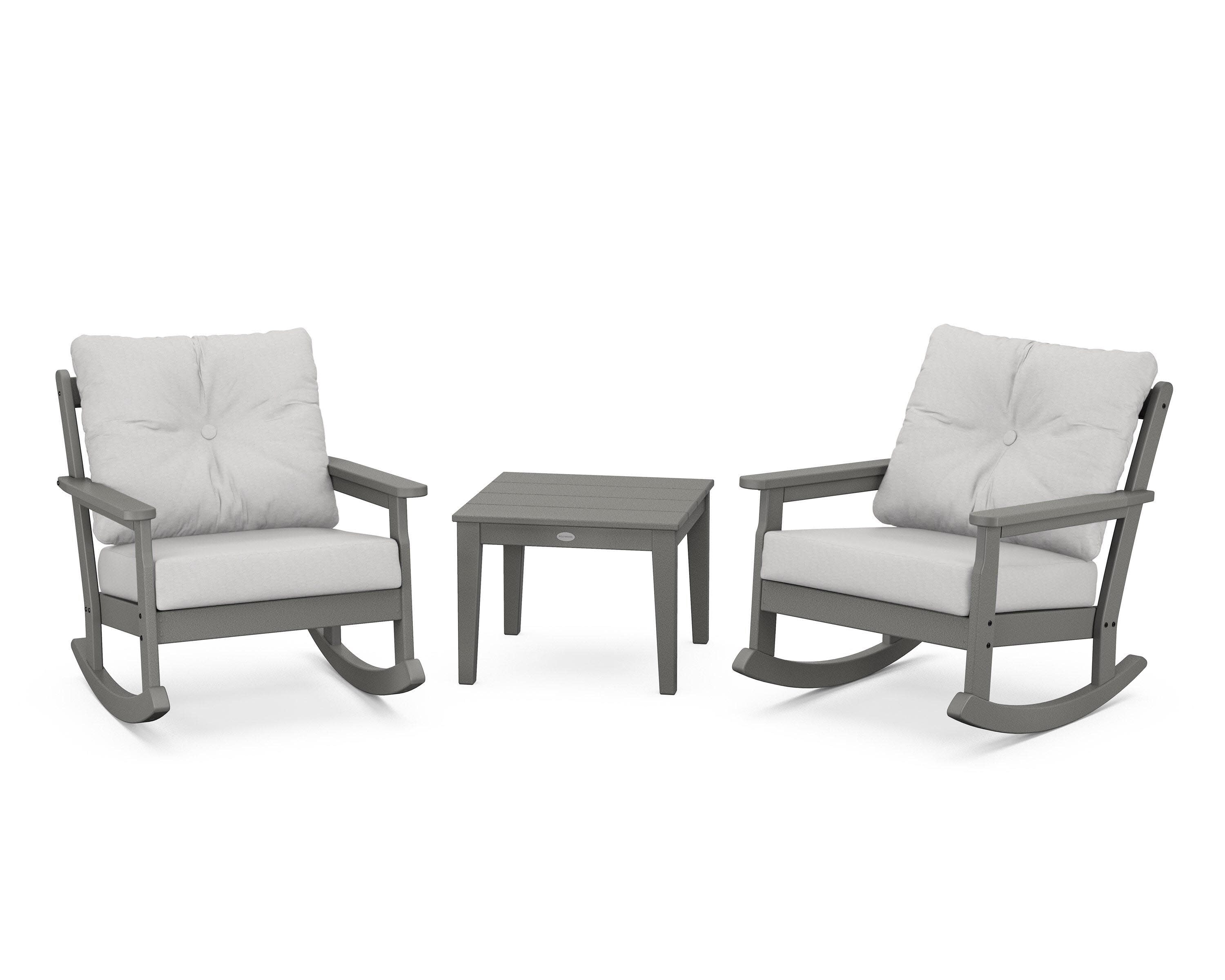 Vineyard 3-Piece Deep Seating Rocker Set in Slate Grey / Diamond in the Rough