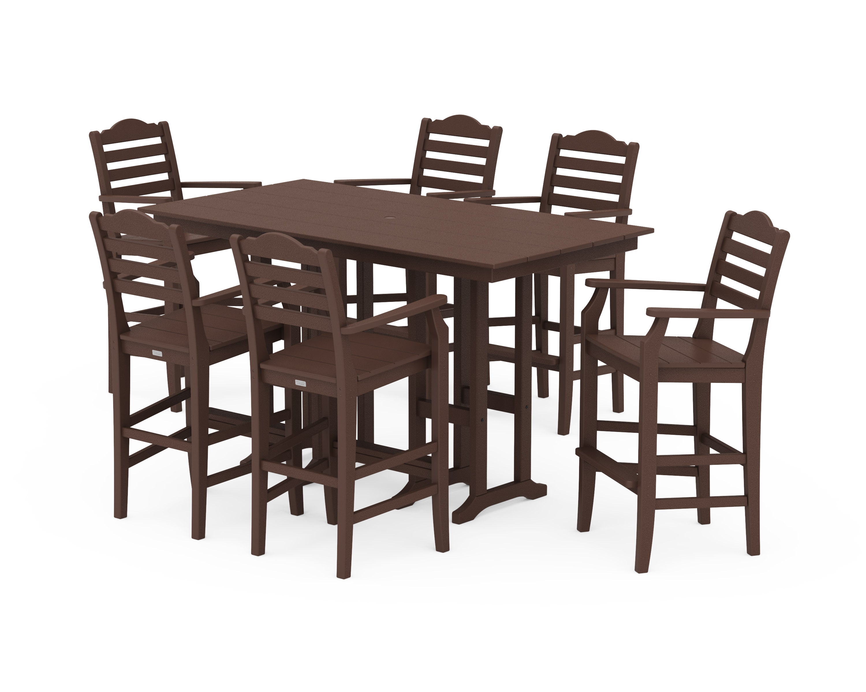 Savannah Arm Chair 7-Piece Farmhouse Bar Set in Mahogany