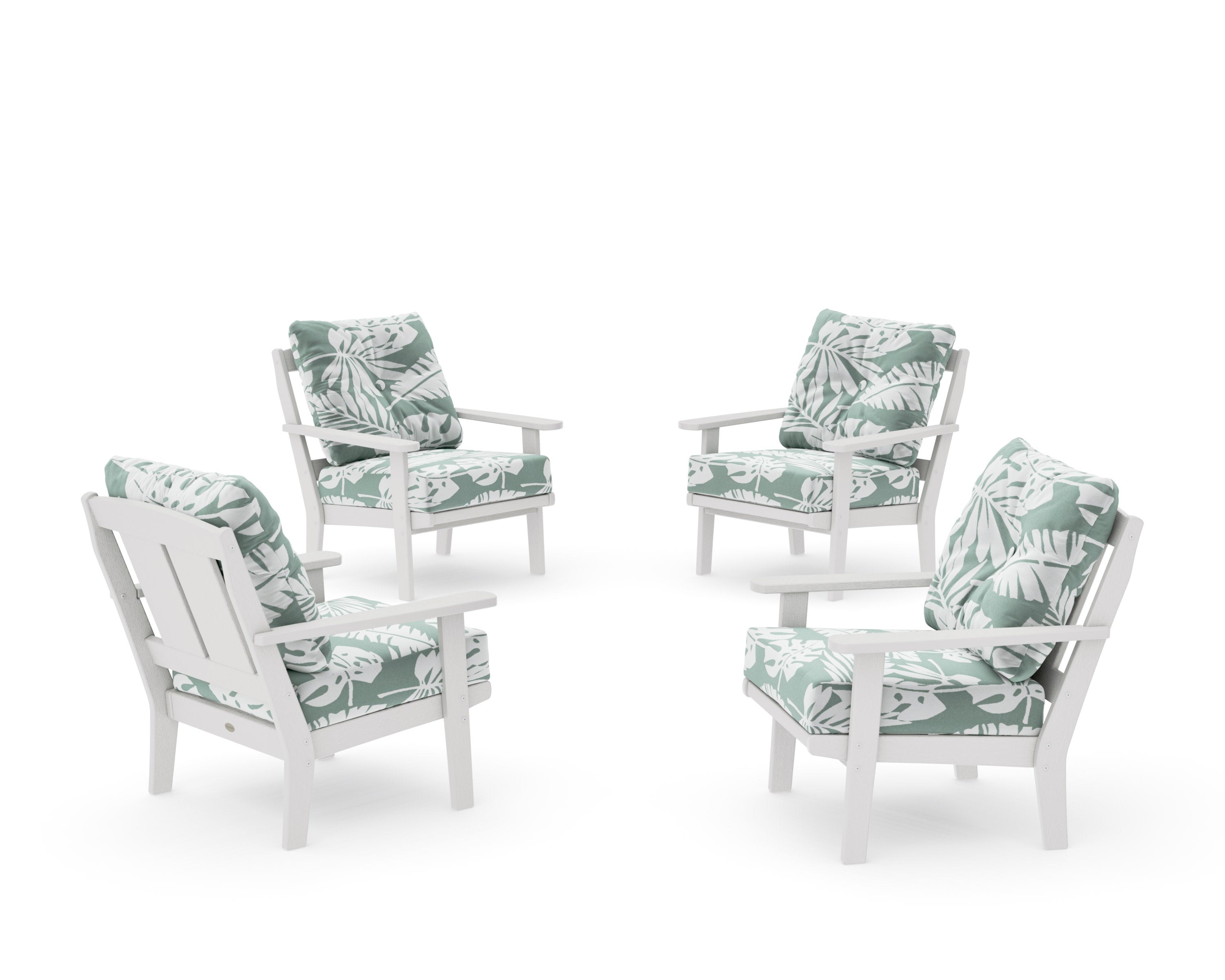 Mission 5-Piece Deep Seating Set with Fire Pit Table in Vintage White / Leaf Glacier Spa