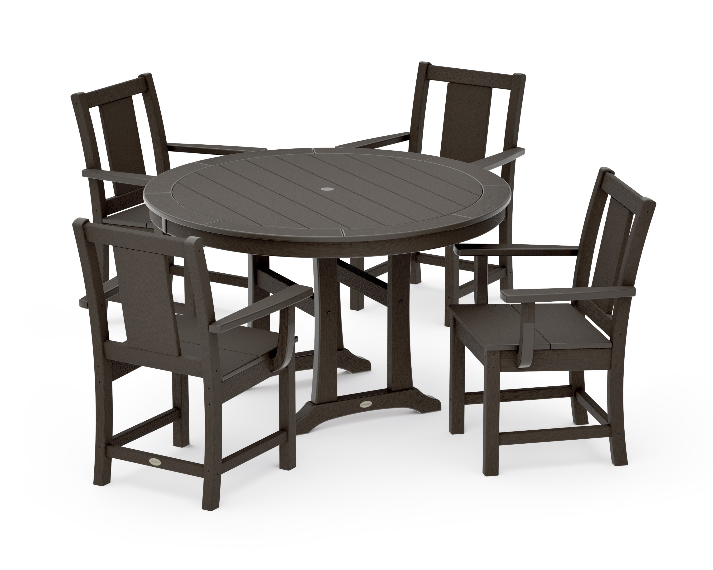 Prairie 5-Piece Round Dining Set with Trestle Legs in Vintage Coffee