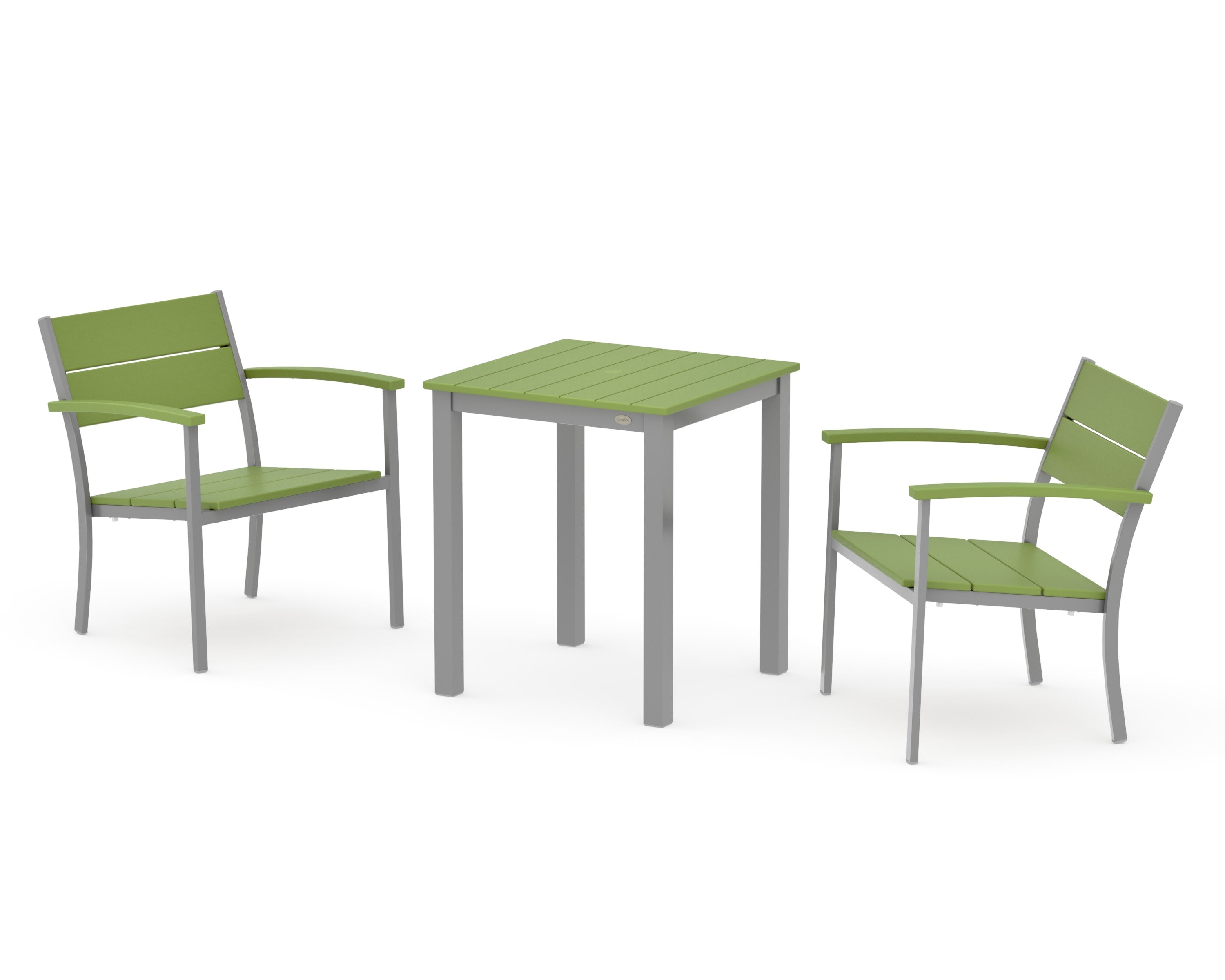 Main Street 3-Piece Square Dining Set in Silver / Lime