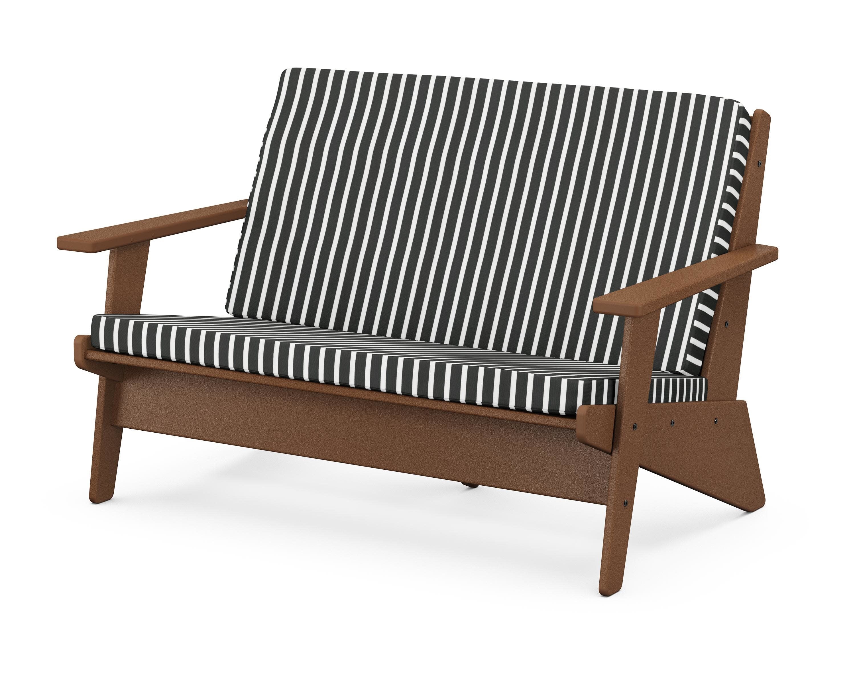 Riviera Modern Lounge Loveseat in Teak / Shore Classic