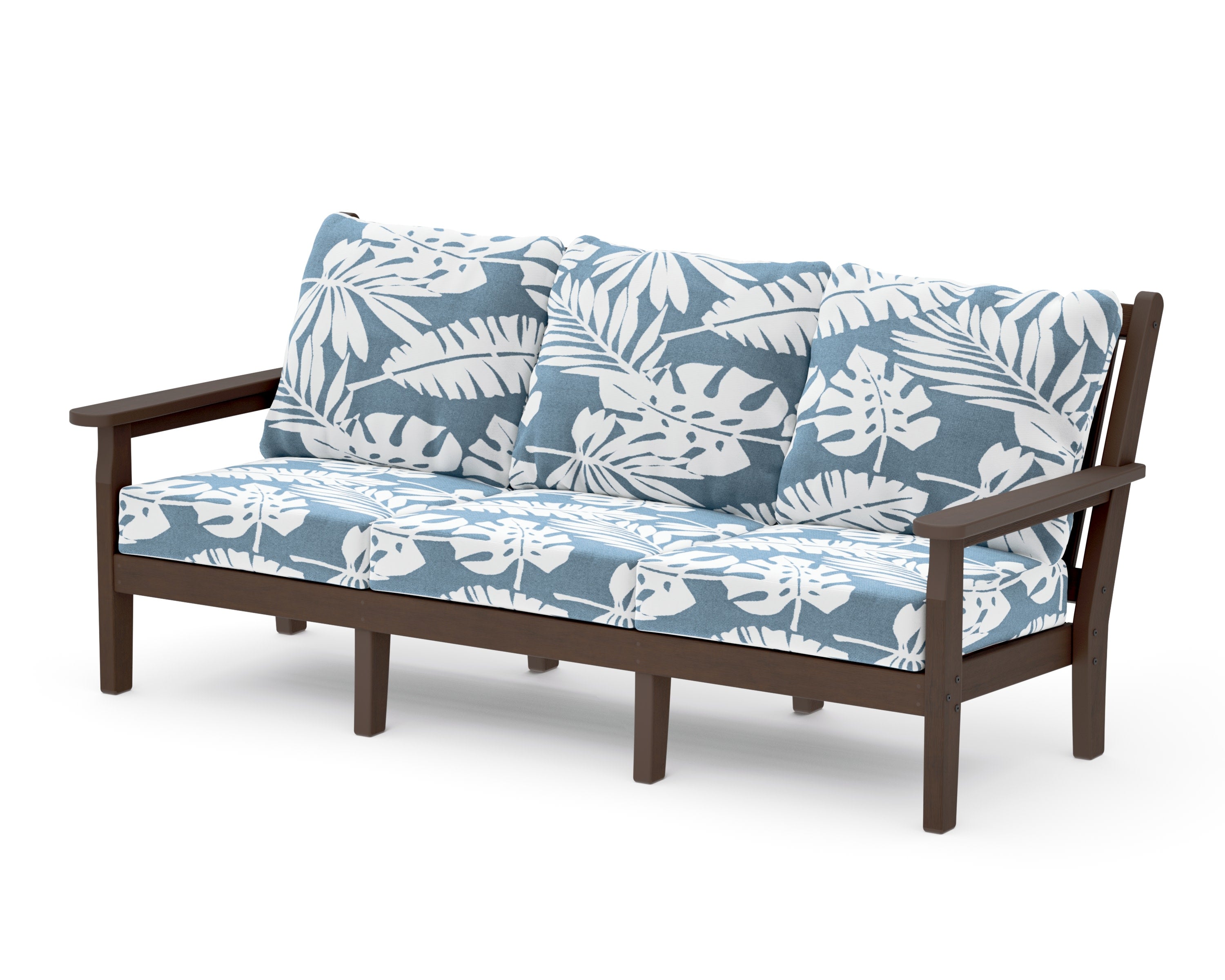 Chippendale Deep Seating Sofa in Kona / Leaf Sky Blue