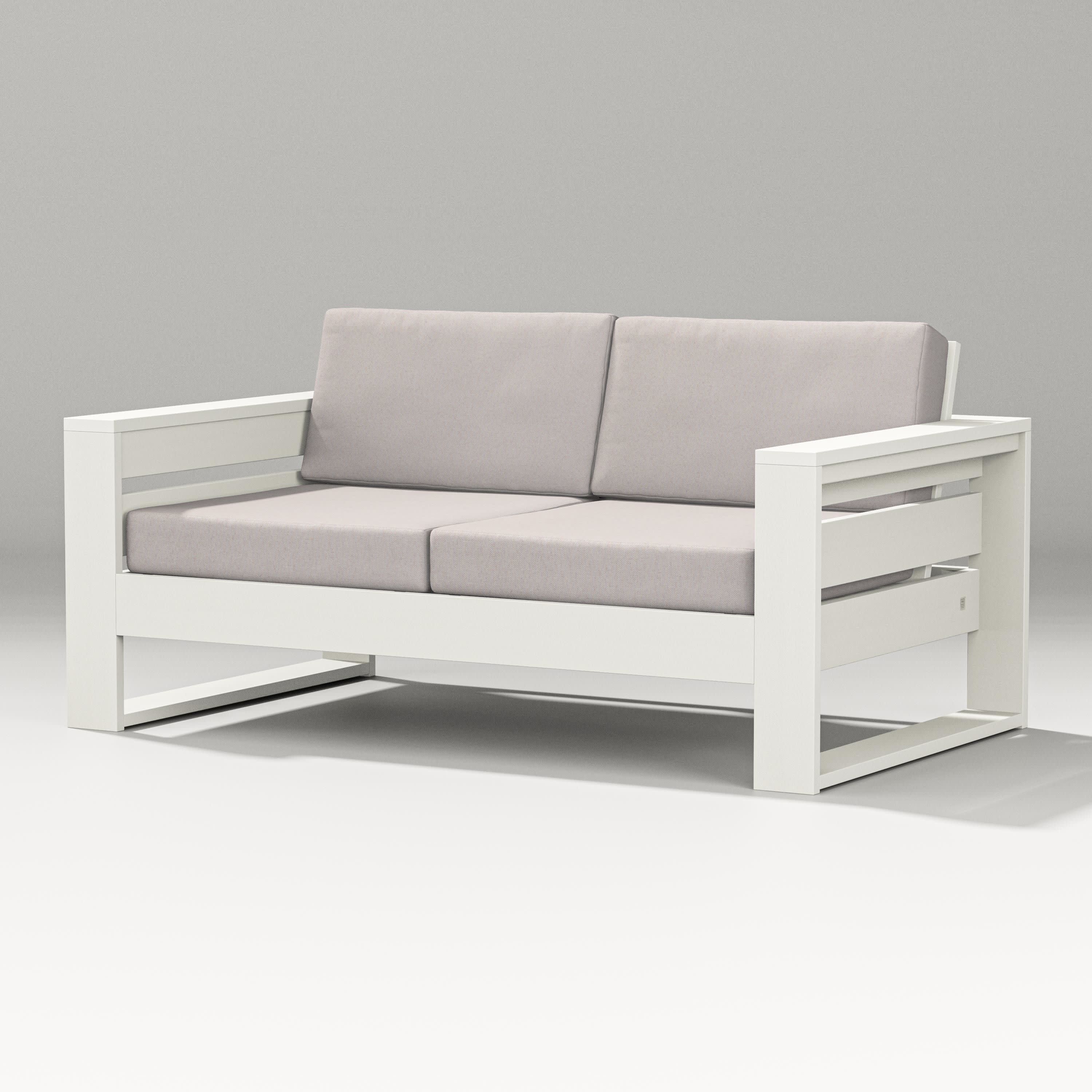Latitude Loveseat in Vintage White / Dune Burlap
