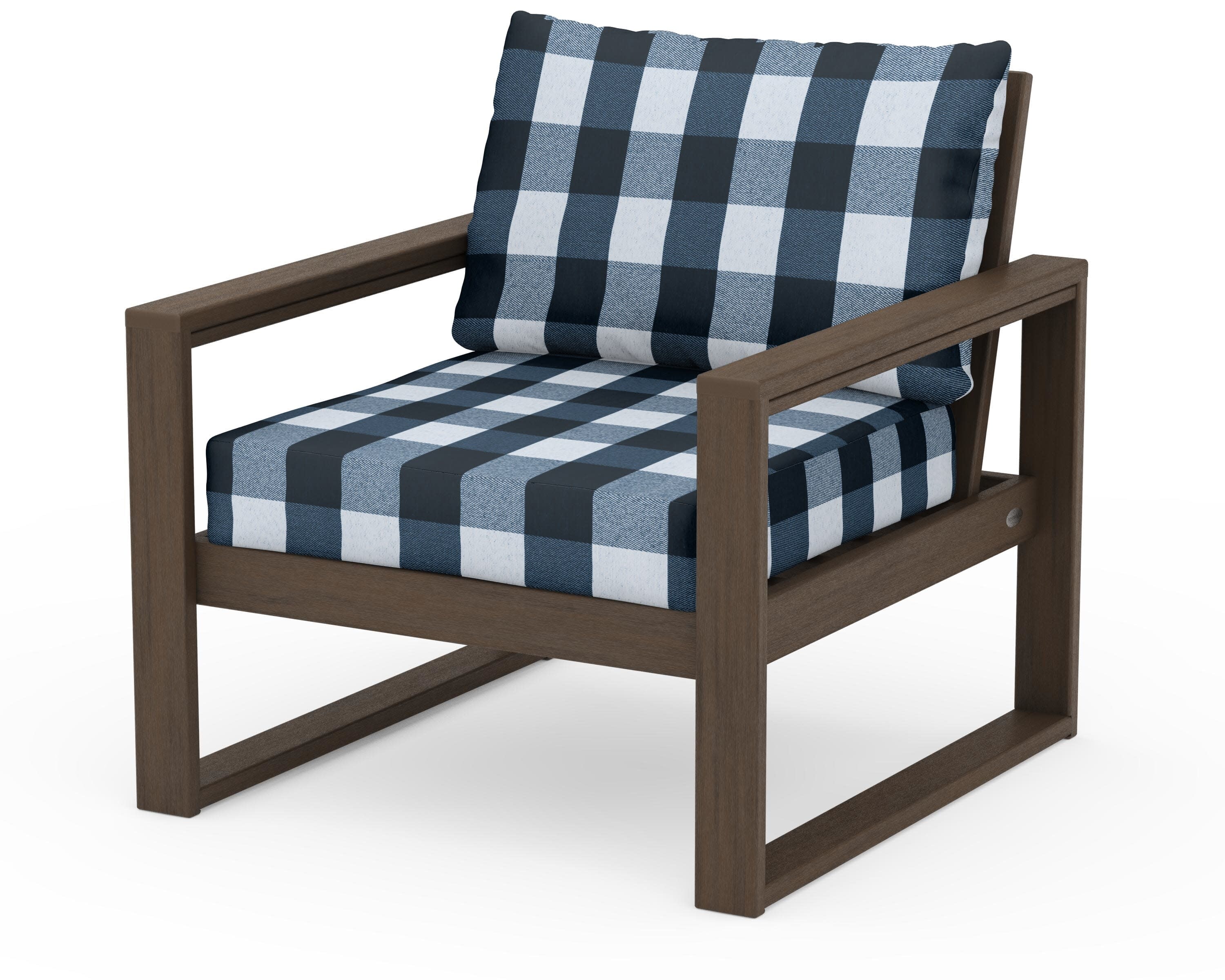 EDGE Club Chair in Kona / Buffalo Plaid Marine Indigo