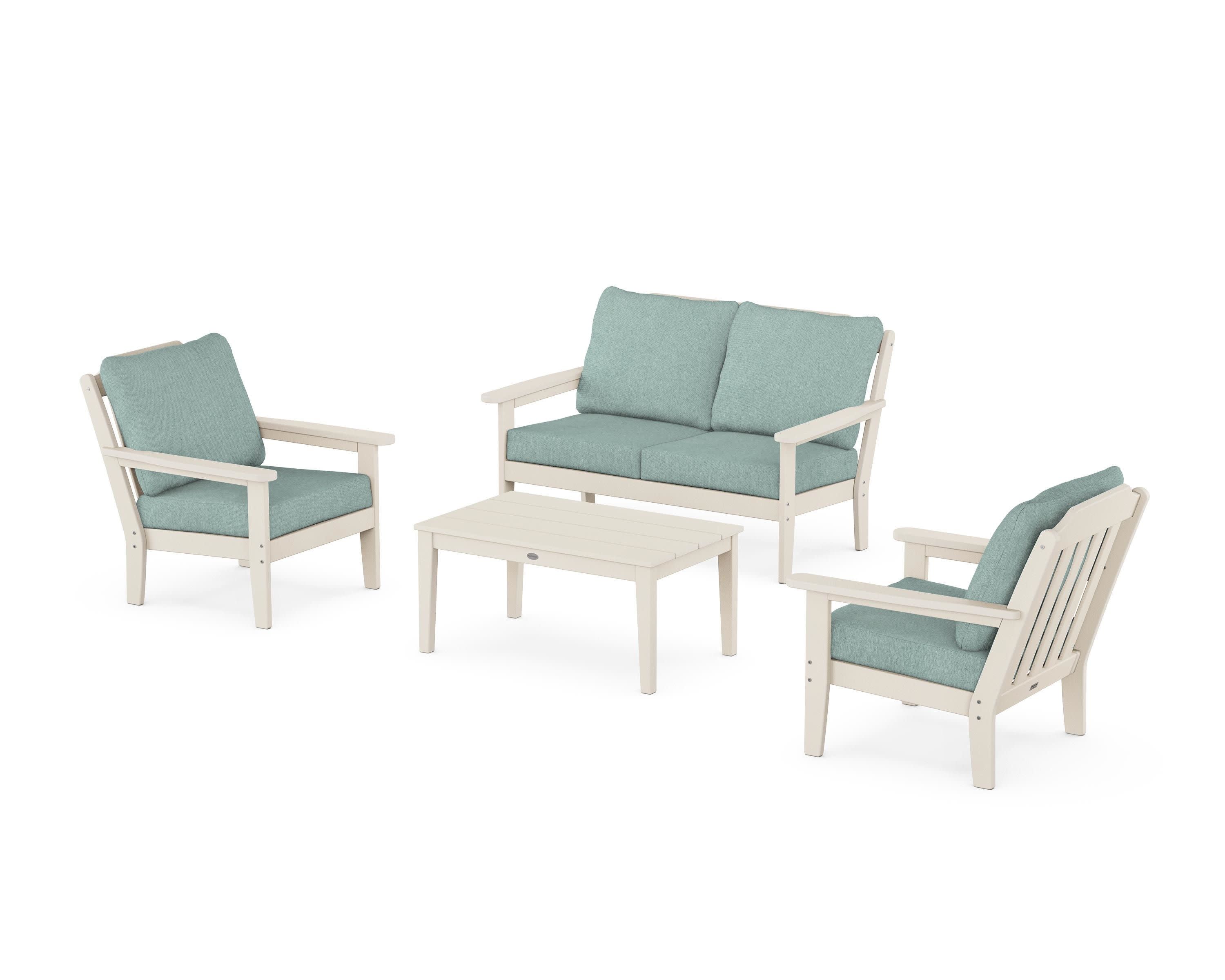 Cottage 4-Piece Deep Seating Set with Loveseat in Sand / Glacier Spa